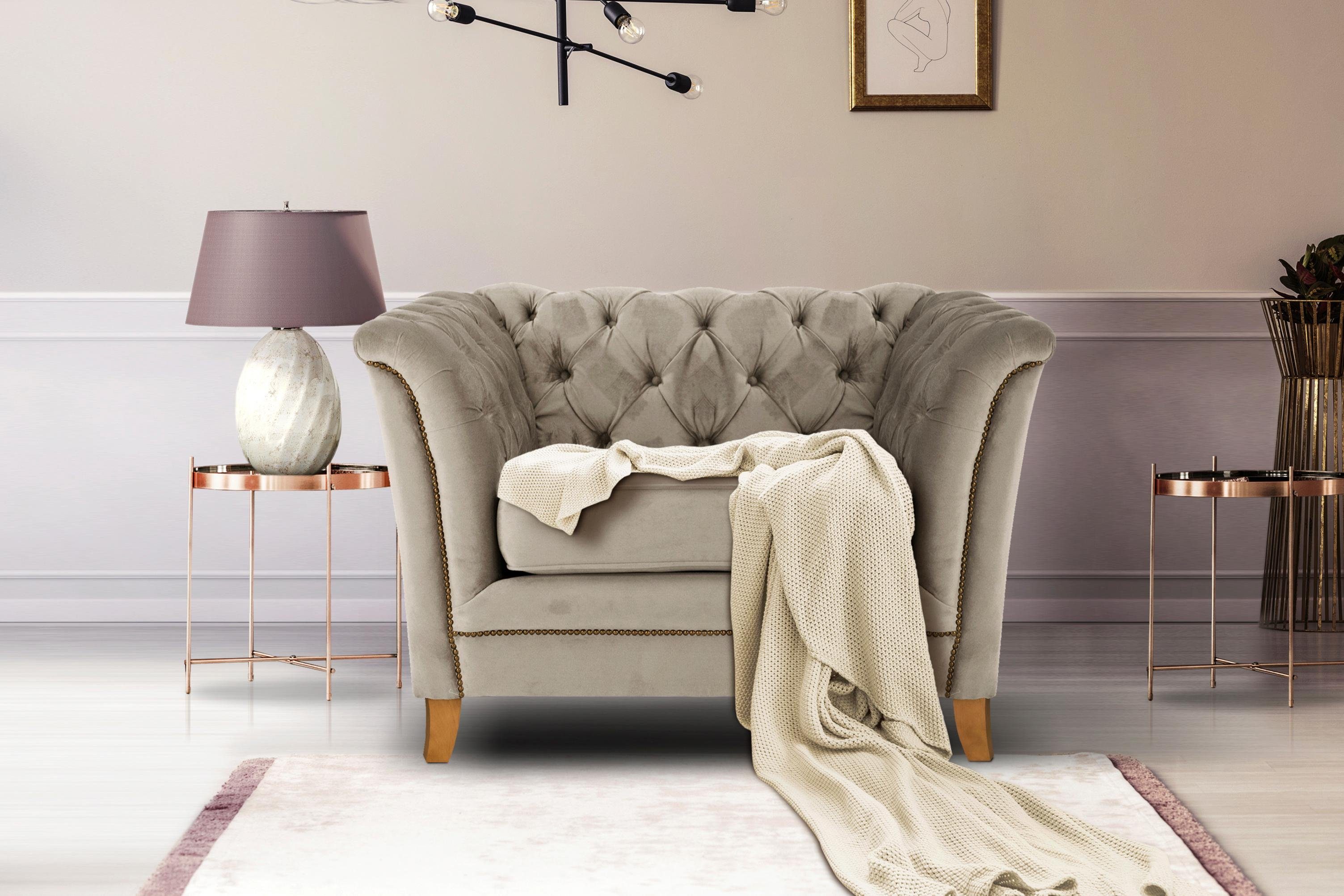 Home affaire Sessel Newport modernes Chesterfield, günstig online kaufen