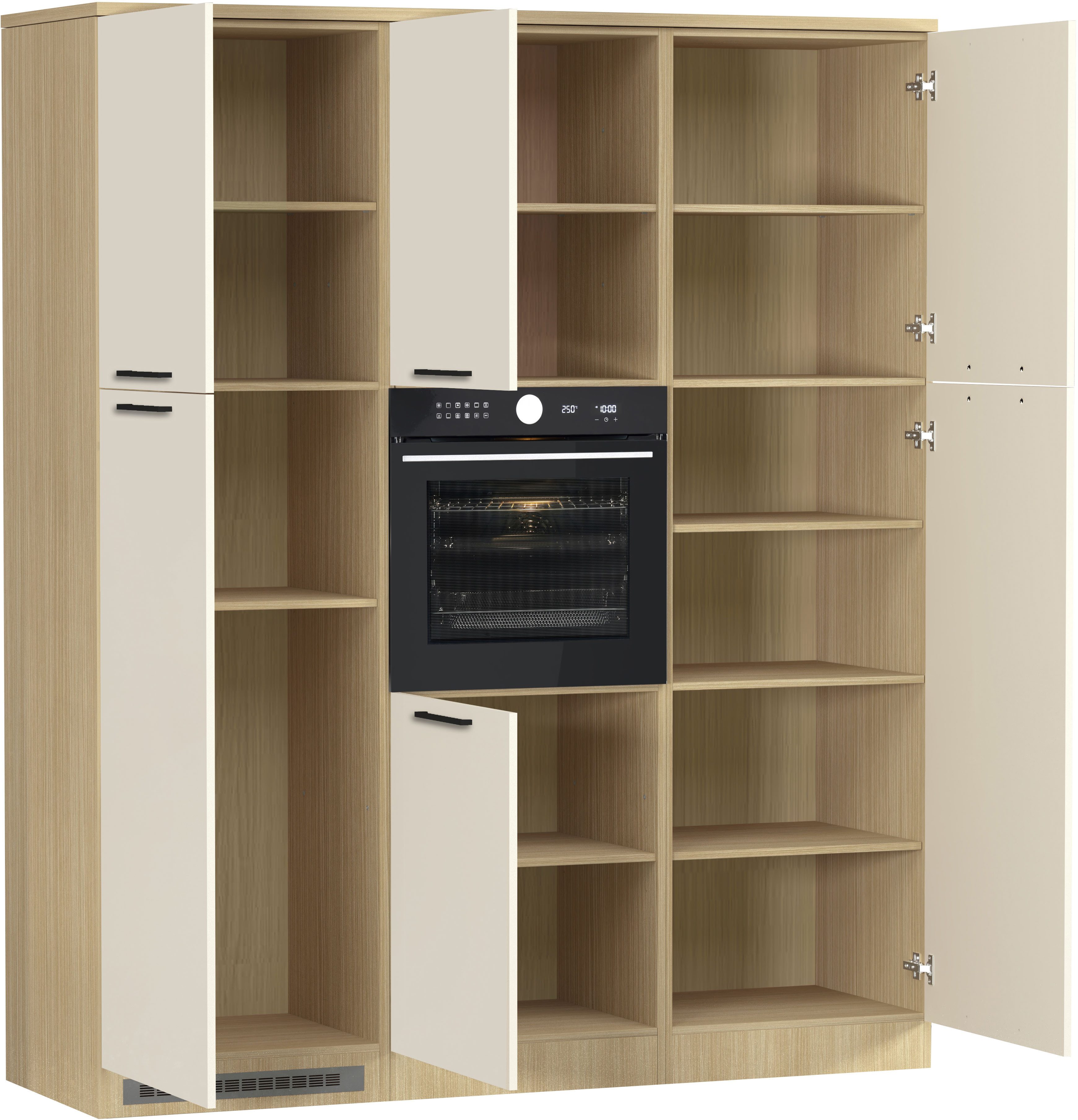 KOCHSTATION Küchenzeile Luna, Küchenblock, Kücheninsel, Hängeschrank, Made in Italy, 3er-Set, Metallgriffe, Soft-Close-Funktion, inklusive Spüle