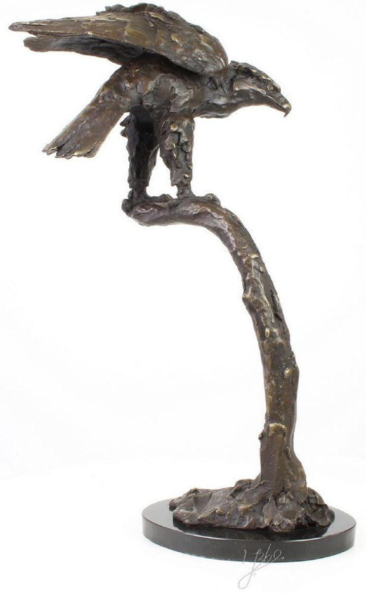 Dekofigur H. Marmorsockel mit Padrino / 28,8 x Grau Gold Dekofigur Schwarz Casa cm Adler Luxus Bronzefigur - 71,5 44,4 / x