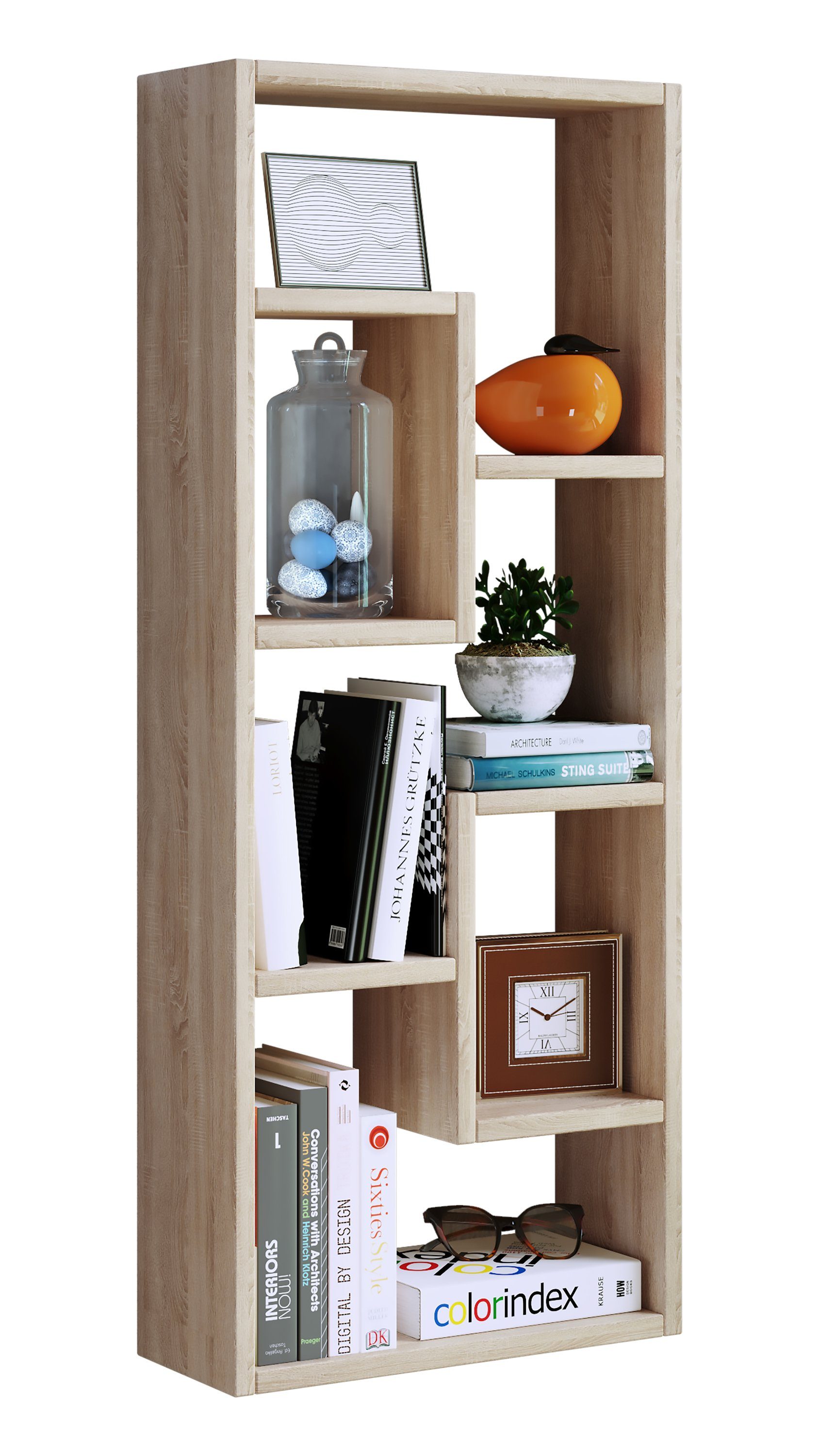 Regal Vilo, Raumteiler Bücher Standregal Holz Honig-Eiche VCM 1-tlg. Stand Standregal