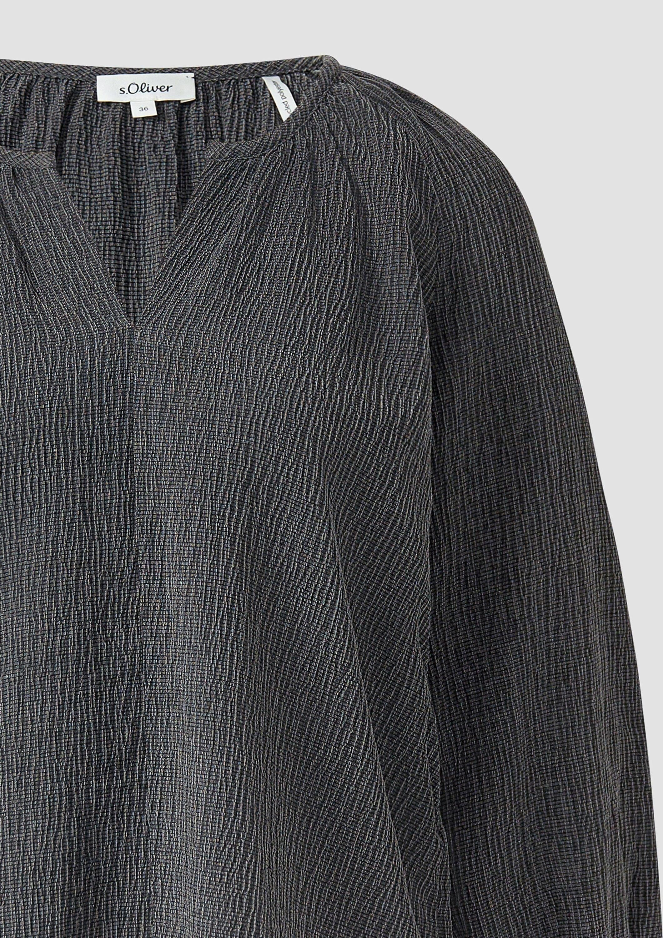 s.Oliver Langarmbluse Bluse Elastische strukturierte Bluse mit weitem Arm