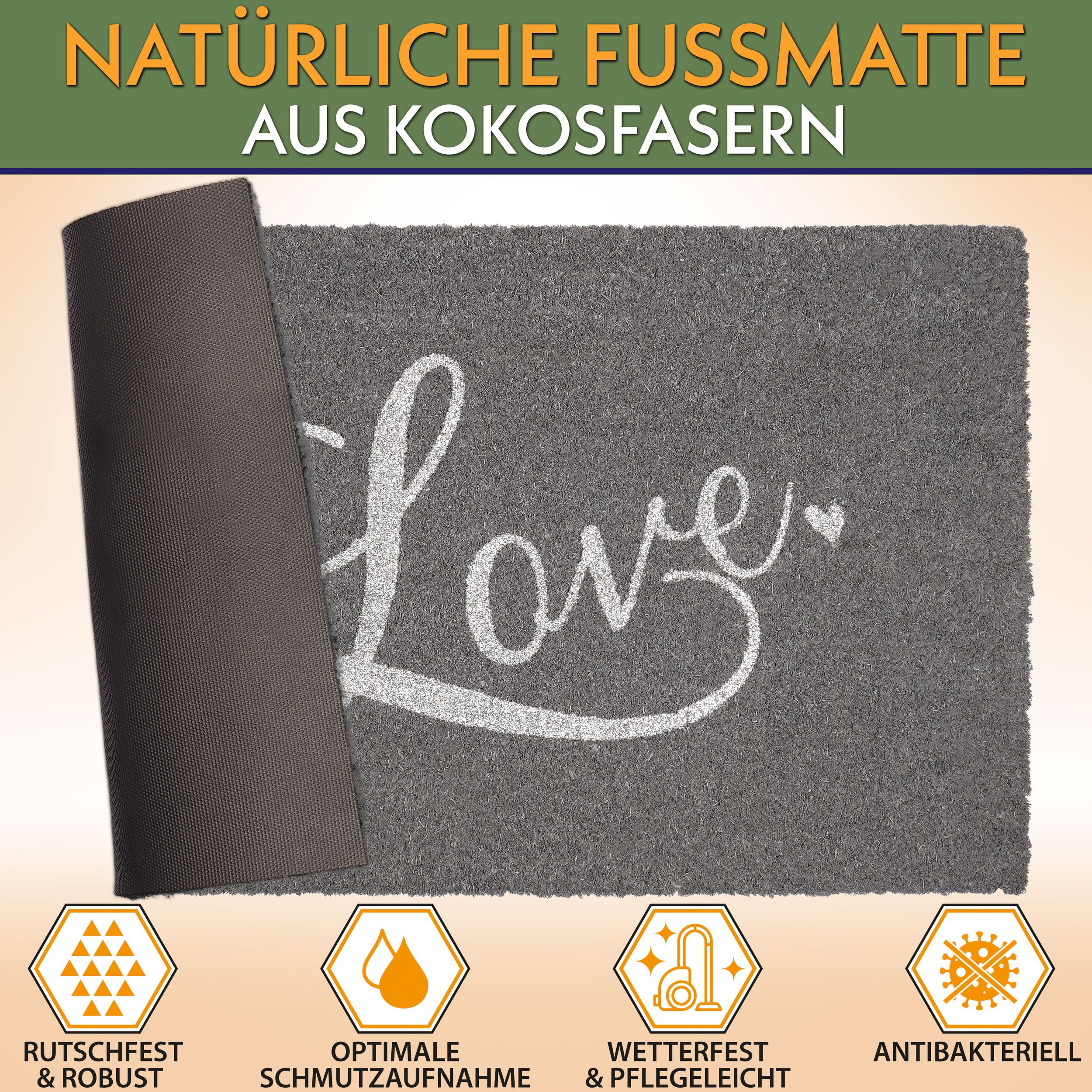 BRUBAKER Fußmatte 45 x 75 cm Schmutzfangmatte - Fußabtreter Wetterfest und günstig online kaufen