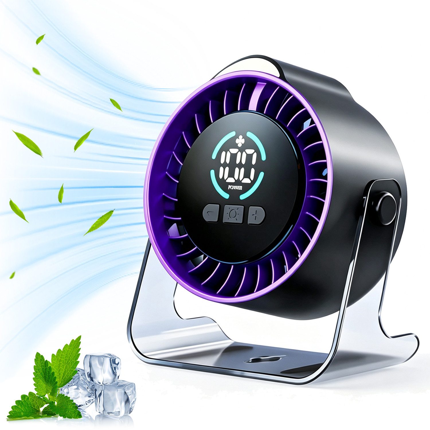 MOPUEA Tischventilator 2-in-1-Wand-und Tischventilator, 100 Stufen, Leiser Betrieb, 360°-Luftstrom, mit Nachtlicht, USB, für Reisen, Büro und Outdoor