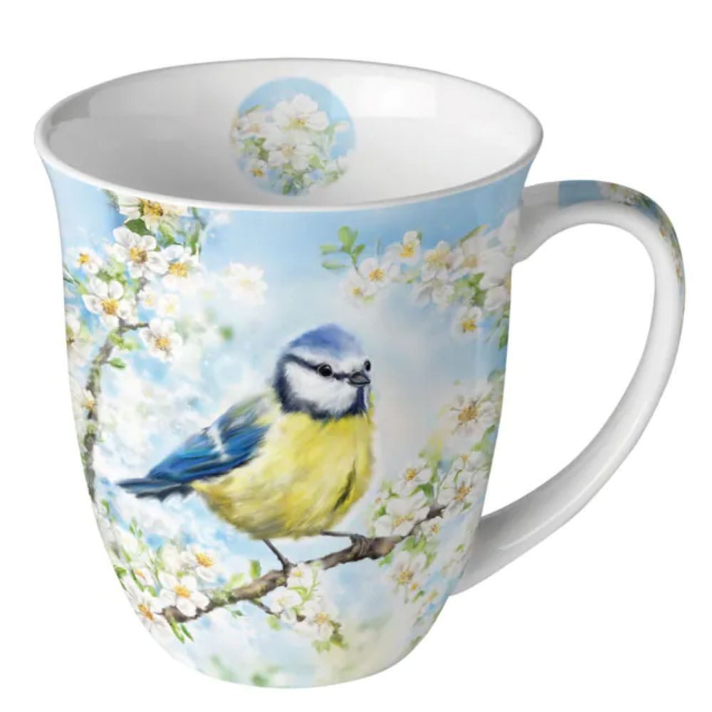 Ambiente Luxury Paper Products Kaffeeservice Blumen - Pflanzen, Tiere, Vögel, Vogel, Vogelmotiv- Blumenmotiv (1-tlg), Porzellan Becher ca. 400ml- Blumen-Mix, Vögel - Vogel- und Blumenmotiv - Blütenzeit. Die detailreichen Illustrationen und harmonischen Farben machen die Tasse zu einem schönen Blickfang auf dem Frühstücks- oder Kaffeetisch. Gebrauchsanweisung: Spülmaschinengeeignet und Mikrowellengeeignet., Ideal für Geschenk, Kaffeetafel, Gartenfest, Tischdeko