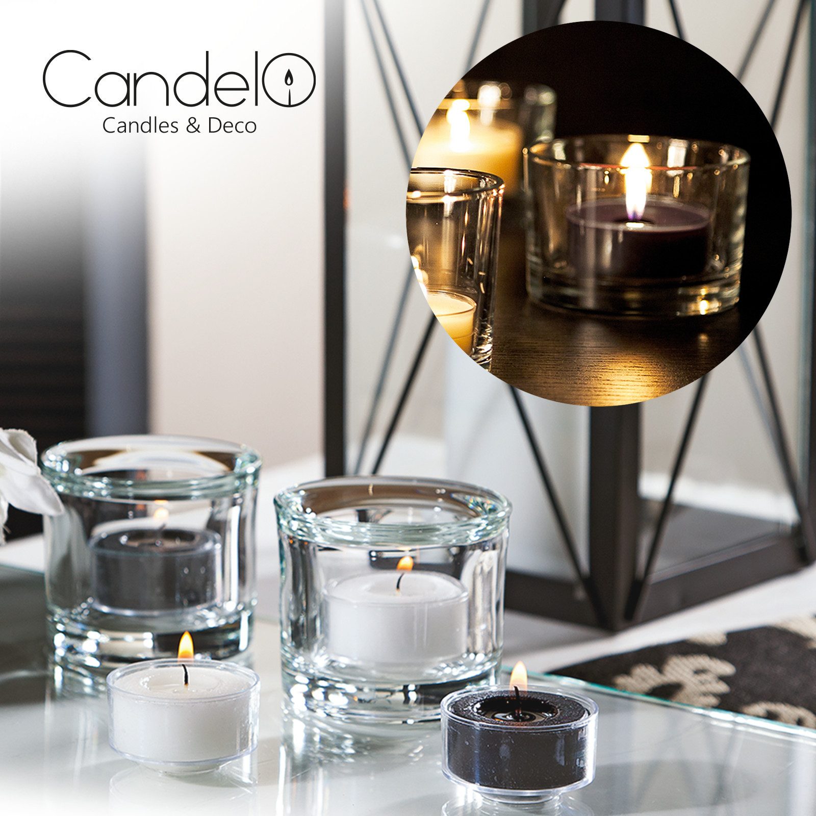 Candelo Teelicht 96er Set Duftteelichter Black Rose - 4 Std Brenndauer