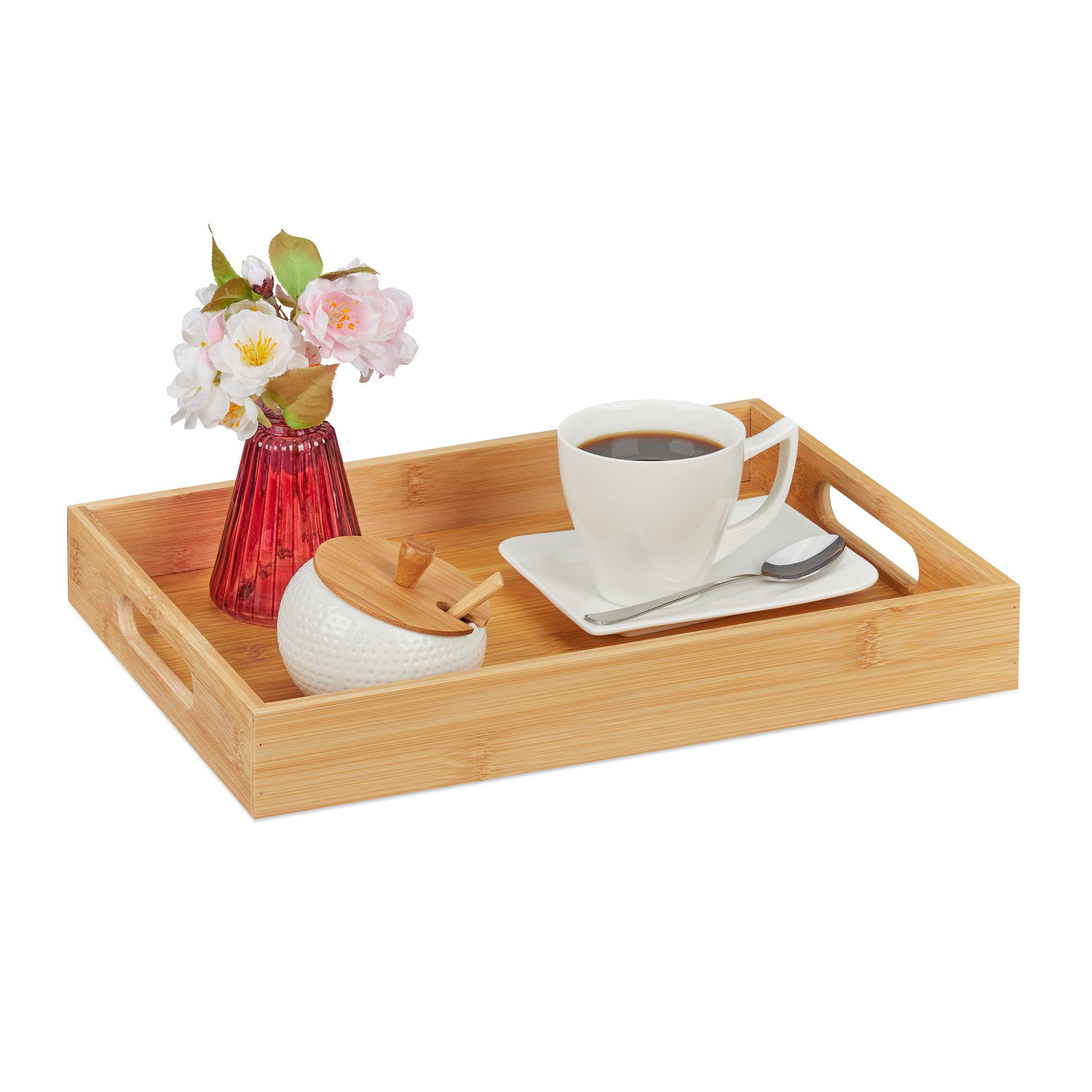 relaxdays Tablett aus Bambus, Bambus, (1-tlg)