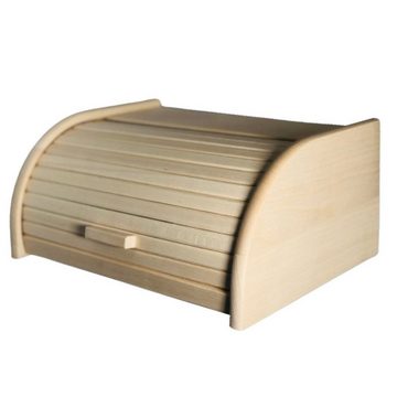 nm_trade Brotkasten Roll-Brotkasten aus Holz Buchen-Holz 40x29x18 cm Natur Weiß, Deckel mit Griff, Rollbarer Deckel