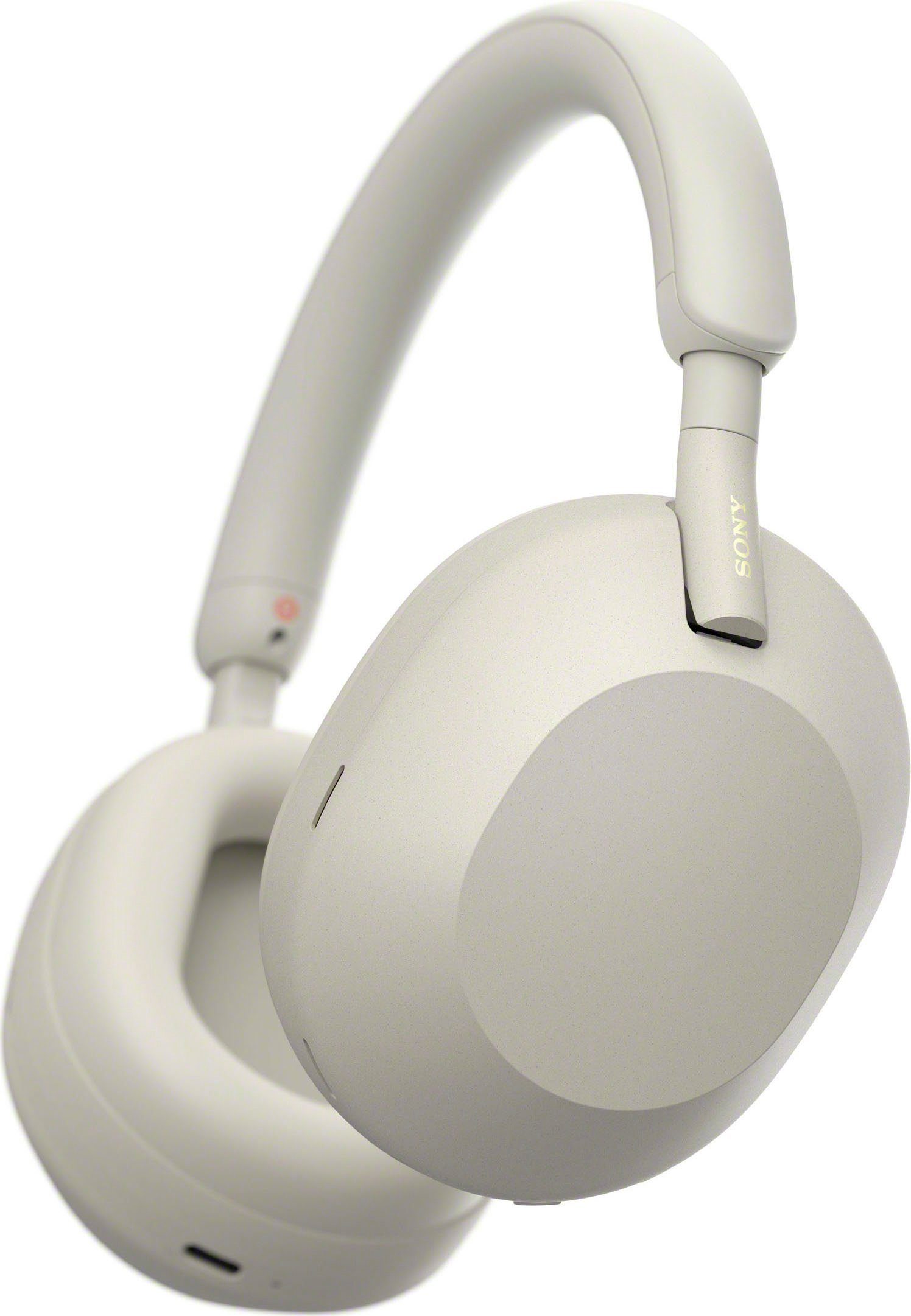 Sony WH1000XM5 kabelloser Kopfhörer (Freisprechfunktion, Multi-Point-Verbindung, Sprachsteuerung) Silber Hi-Res, Noise-Cancelling, Rauschunterdrückung
