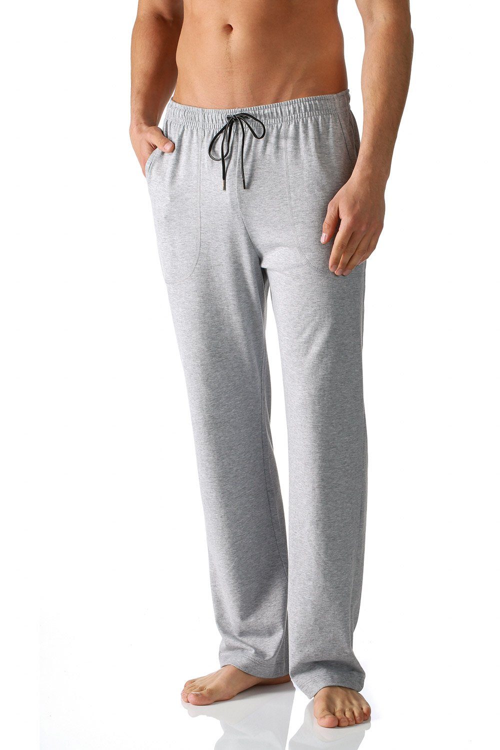 Mey Loungepants Club Collection (1-tlg) Herren Homewear Hose lange Hose mit Taschen aus reiner Baumwolle, auch in Langgrößen Light Grey Melange (620)