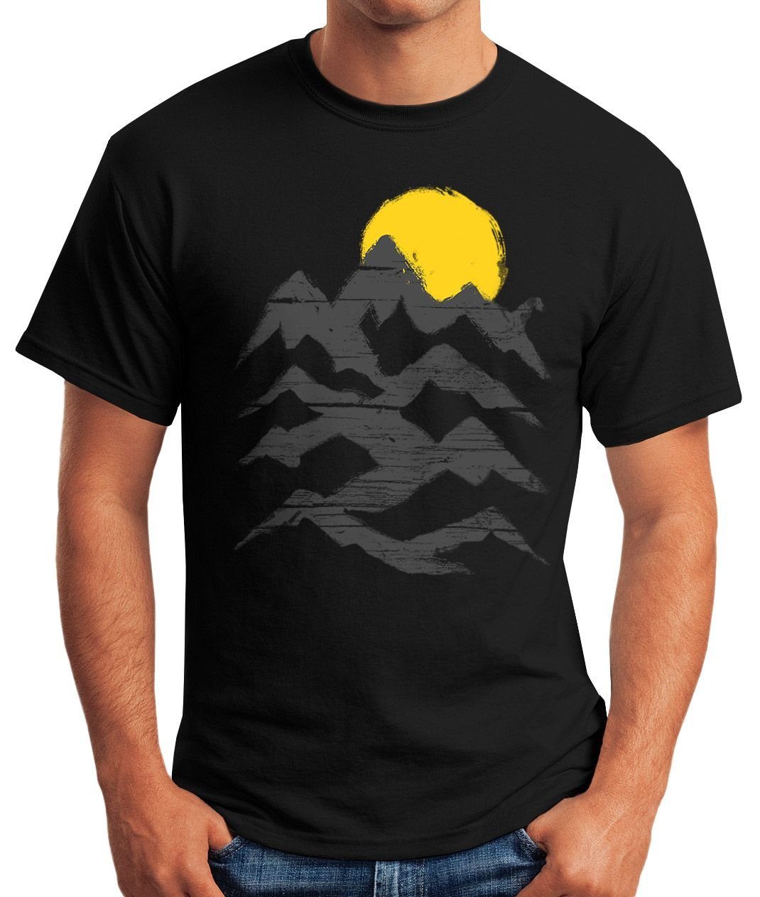 MoonWorks Print-Shirt Wandern Herren T-Shirt Berge Sonnenaufgang mit Print