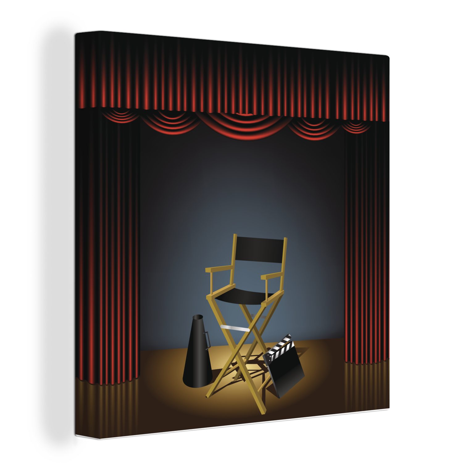OneMillionCanvasses® Leinwandbild Eine Illustration eines Regiestuhls in Hollywood, (1 St), Leinwand Bilder für Wohnzimmer Schlafzimmer