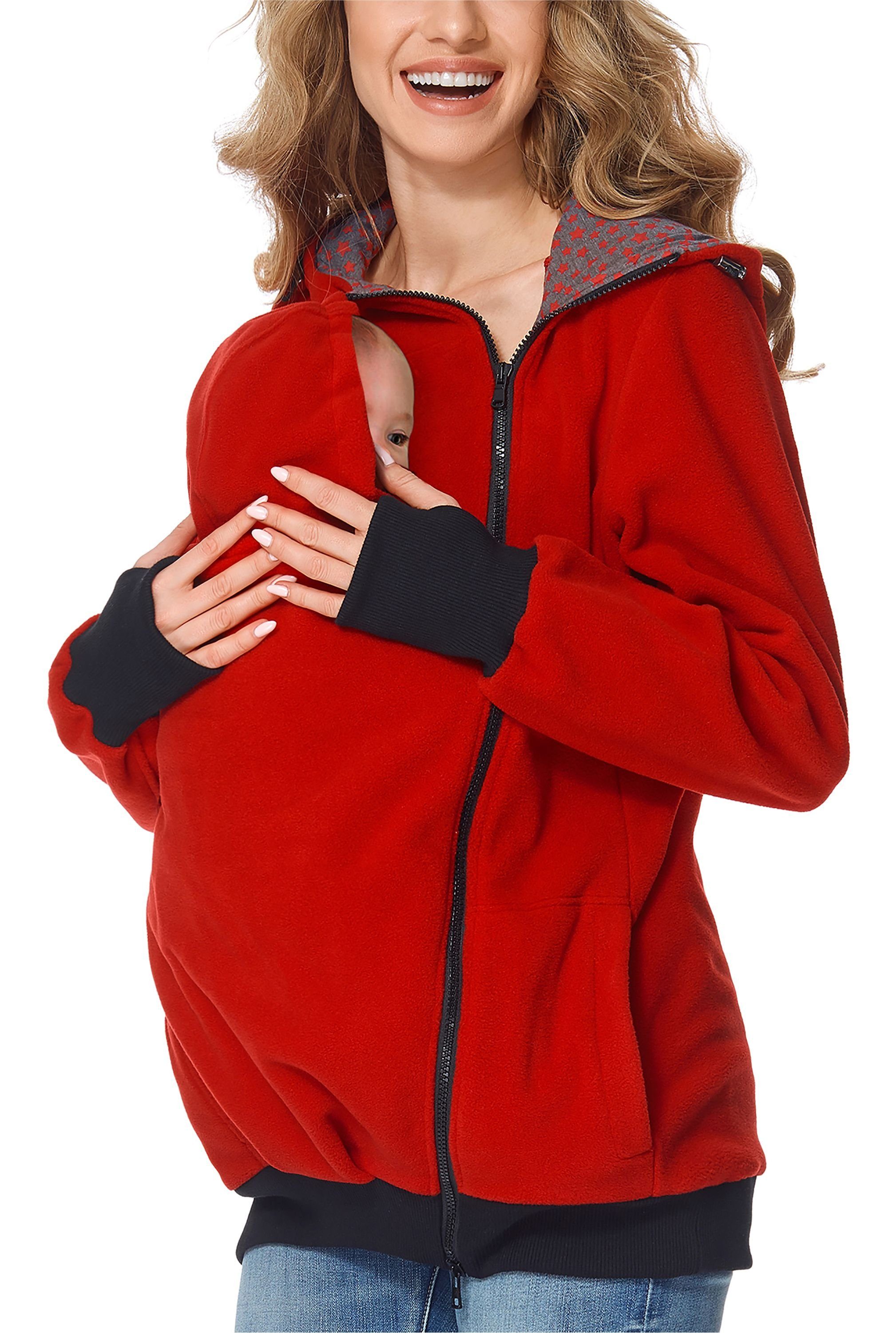 Bellivalini Umstandsjacke Damen Fleece Tragejacke mit Kapuze BLV50-116