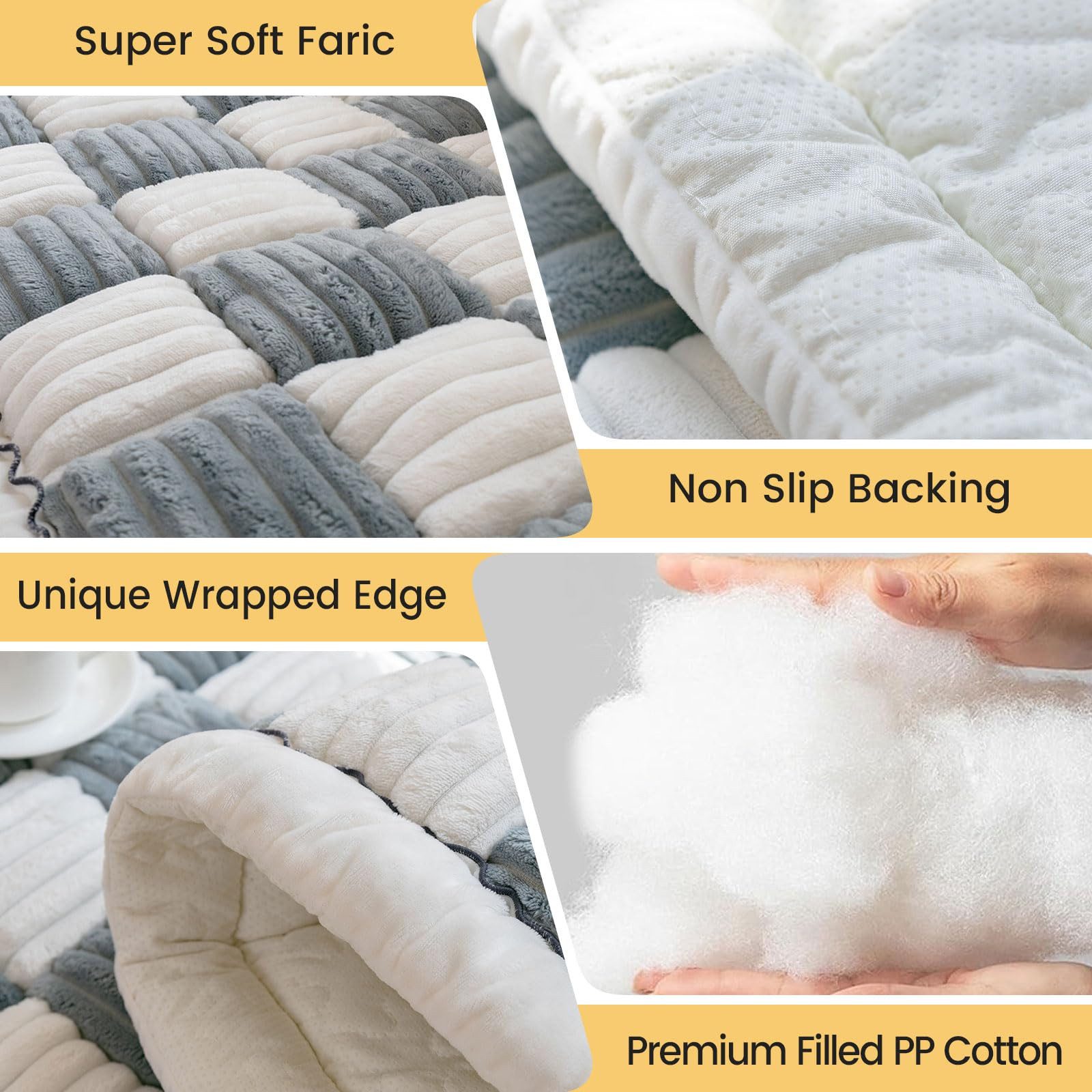 Coonoor Sofaschoner Weiche Flanell Sofa überzug Waschbar - Neue Sitzkissenbezüge, rutschfeste Sofabezug – Bild 5 von 5