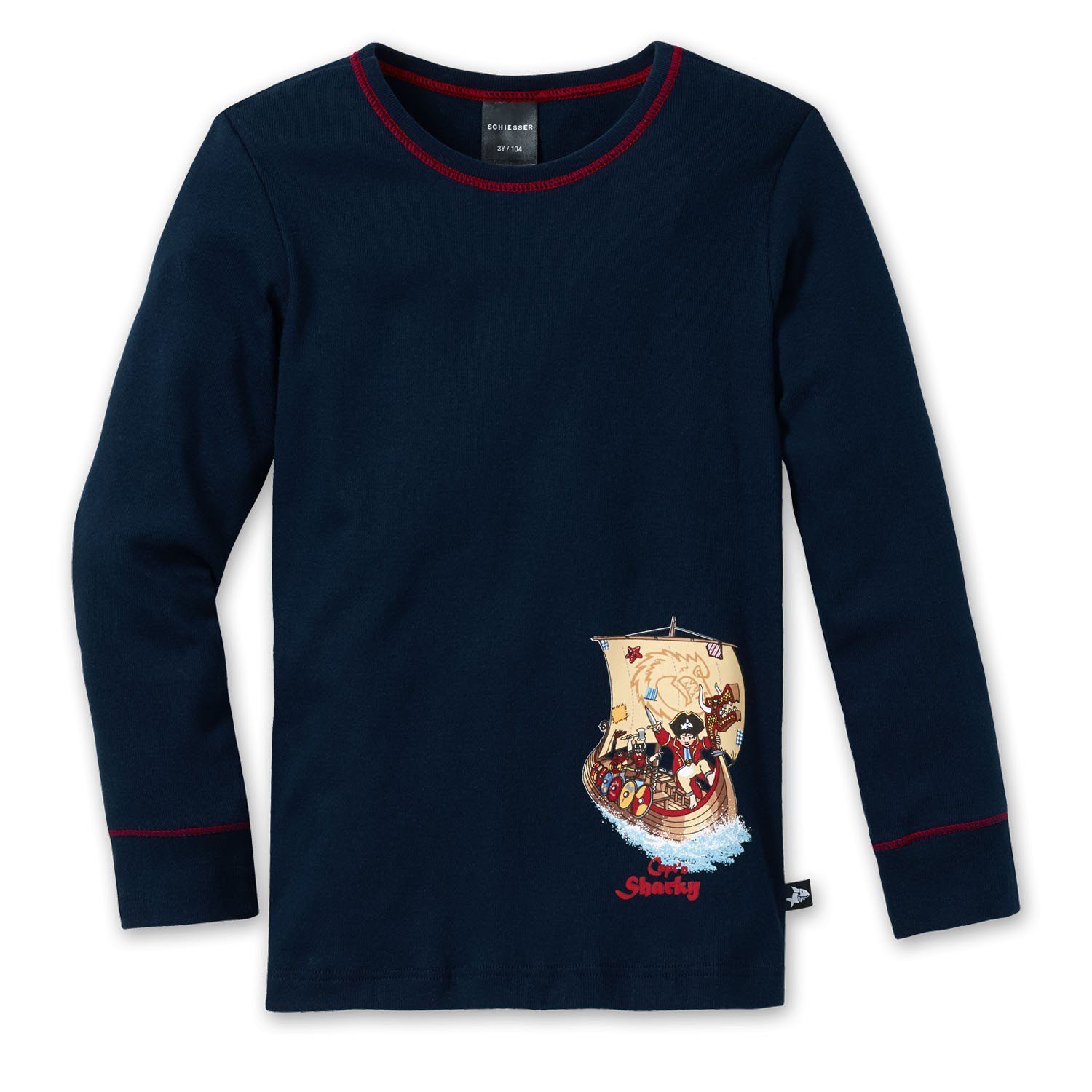 Schiesser Unterhemd Capt´n Sharky & die Wikinger (Set, 1-St., 1er-Pack) Jungen Unterhemd Hemd, Langarm, Baumwolle