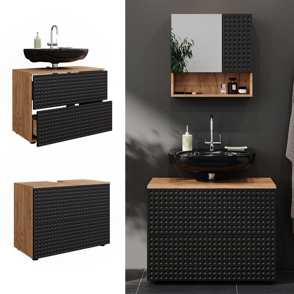 Vicco Waschbeckenunterschrank Irma, Goldkraft Eiche/Anthrazit, 80 cm mit 2 günstig online kaufen