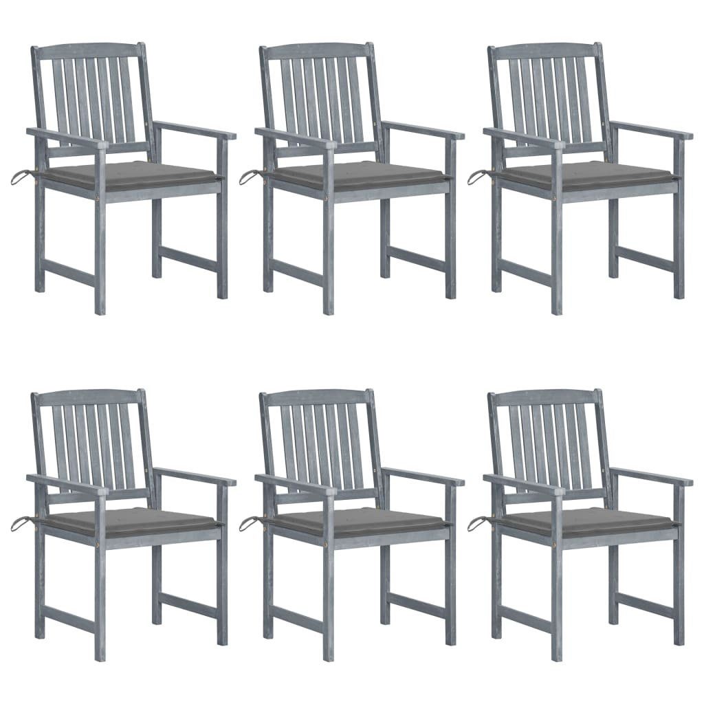 Gartenstuhl Gartenstühle mit Kissen 6 Stk. Massivholz Grau