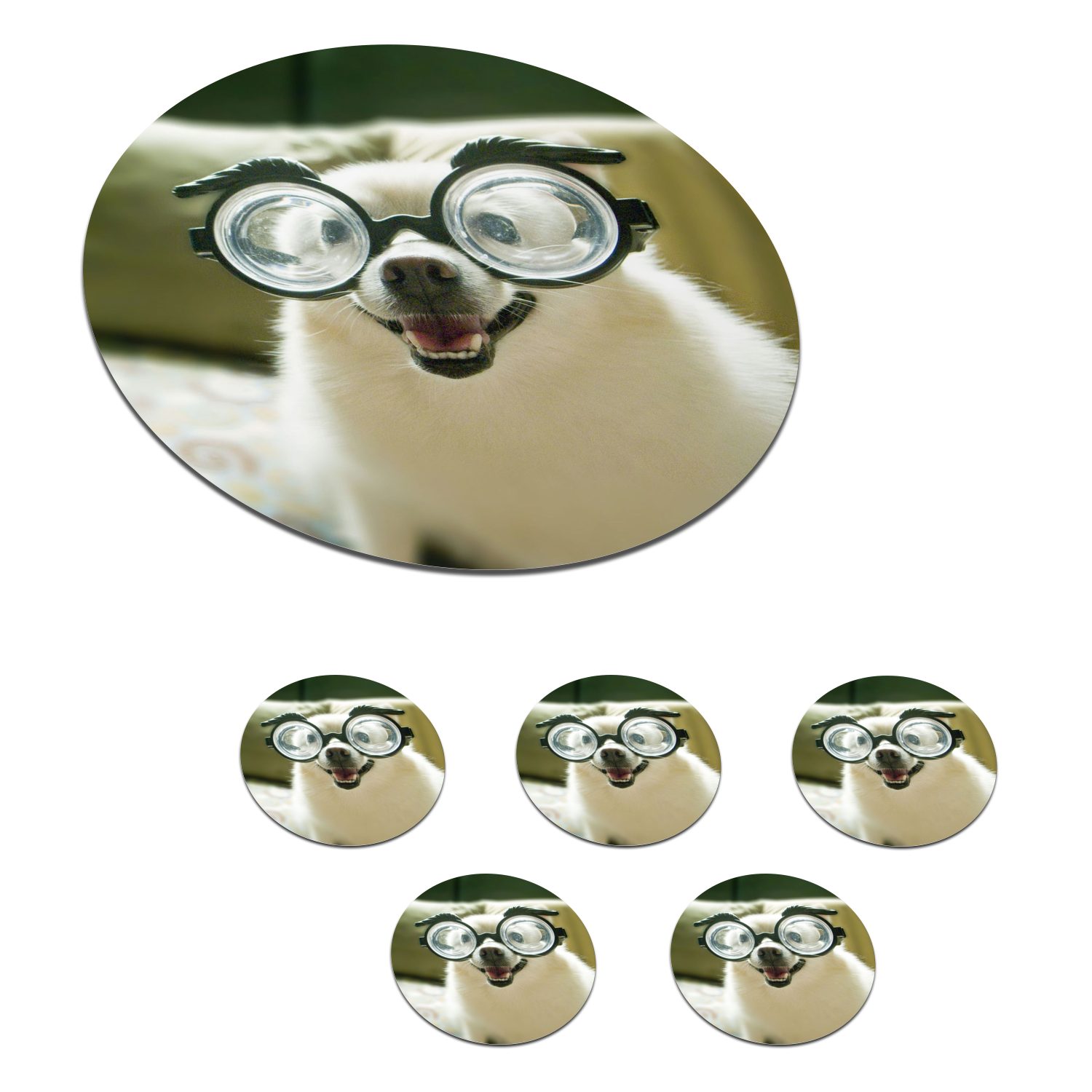 MuchoWow Glasuntersetzer Tier - Hund - Schutzbrille, Zubehör für Gläser, 6-tlg., Getränkeuntersetzer, Tassenuntersetzer, Korkuntersetzer, Tasse, Becher