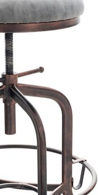 TPFLiving Barhocker Vinny mit angenehmer Fußstütze (Barstuhl Hocker für Theke & Küche - Tresenhocker), 4-Fuß Gestell Metall antik-bronze - Sitzfläche: Kunstleder Dunkelgrau