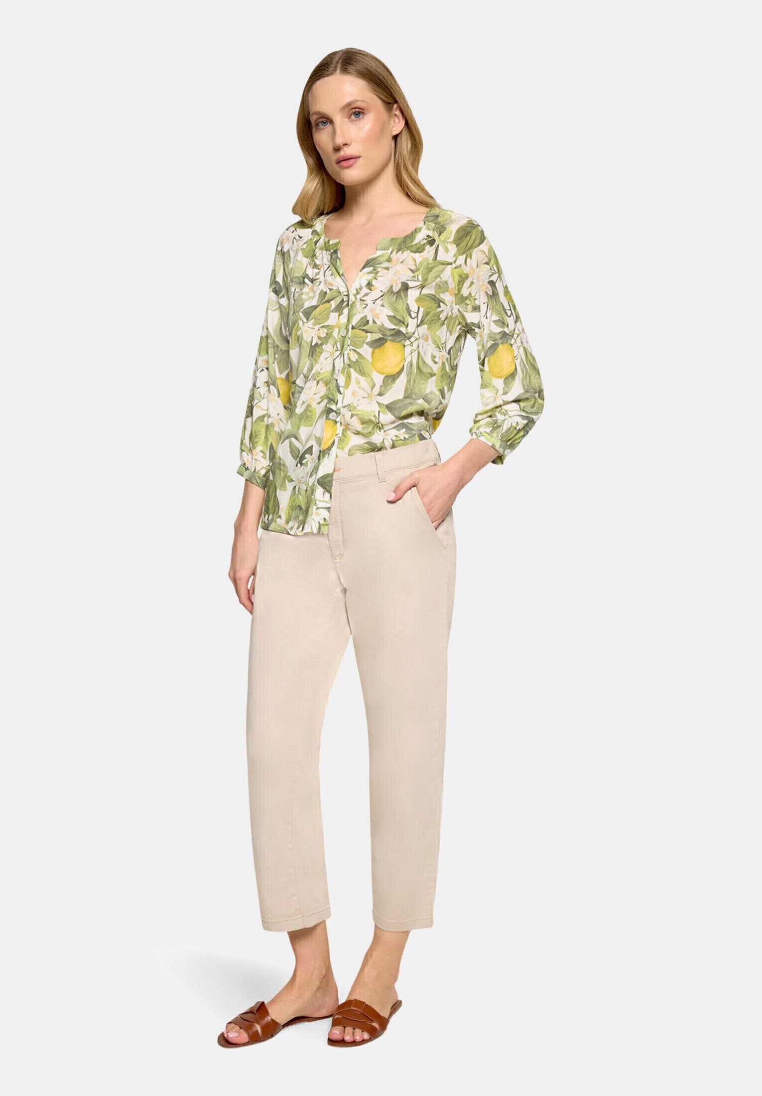 Cartoon Schlupfbluse Damen mit Knopfleiste