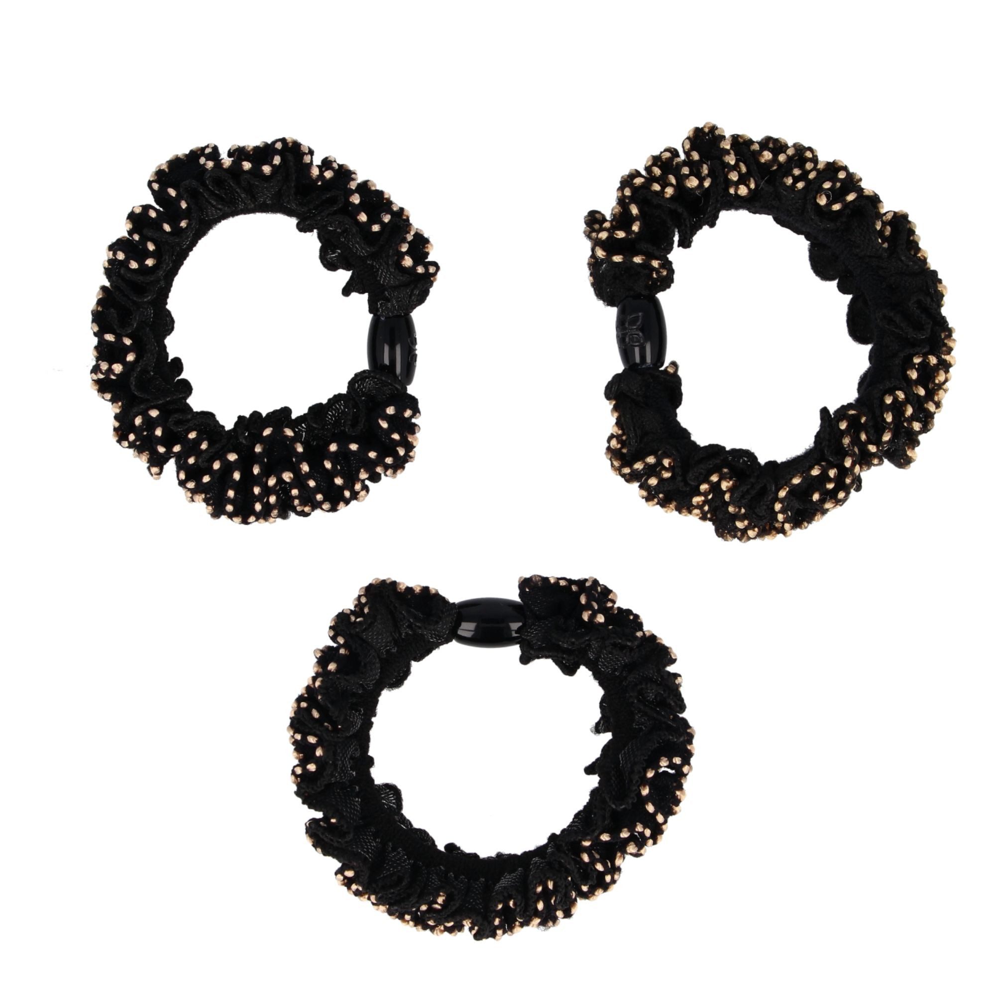 PARSA Beauty Haargummi Signature Collection Haargummis Schwarz mit Goldnaht, 3er-Set