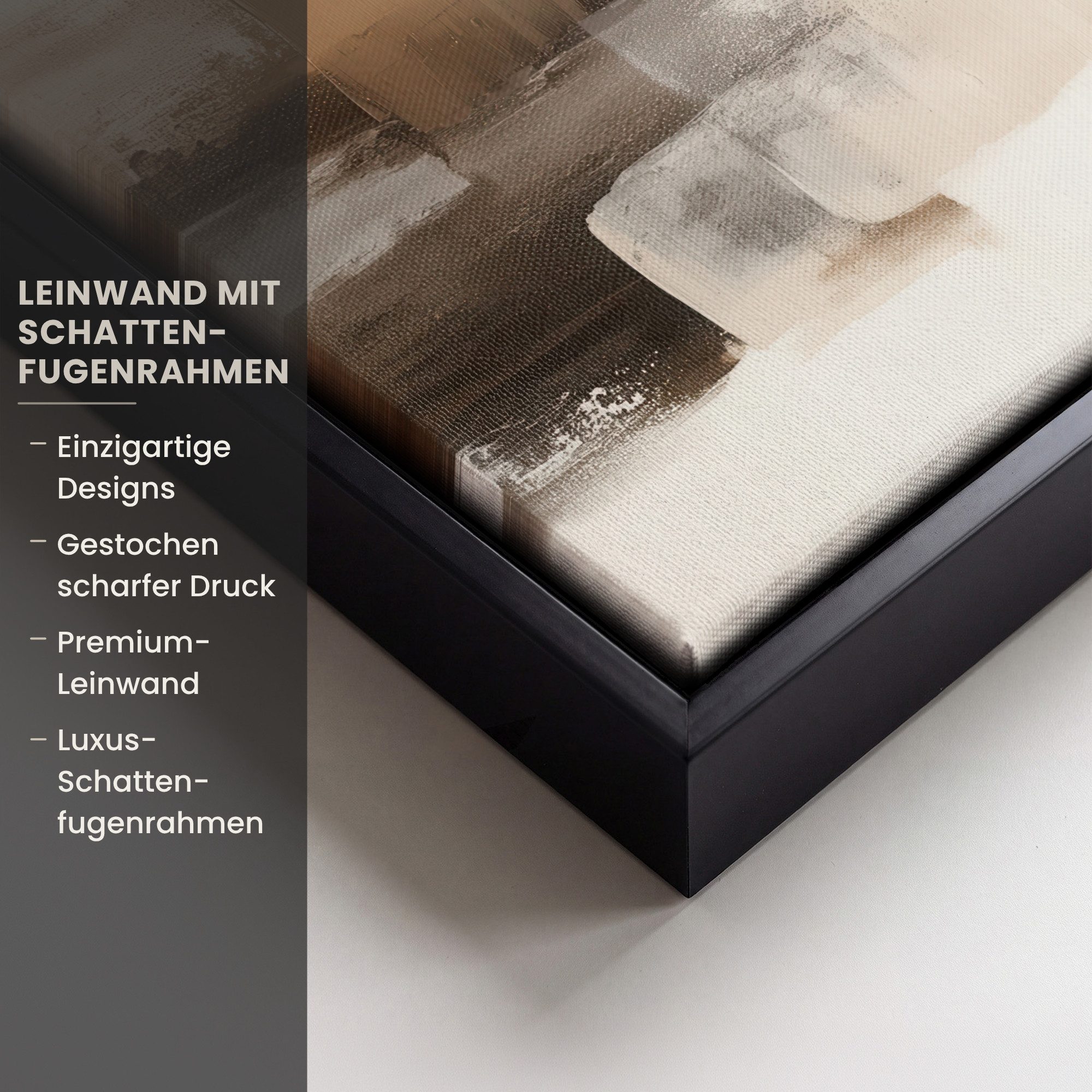 OneMillionCanvasses® Leinwandbild mit Rahmen - Pinselstriche - Abstrakte Landschaft - Ruhe, Fotodruck (1 St), Leinwand Bilder Klein, Wand Dekoration Aesthetic 2 – Bild 3 von 5