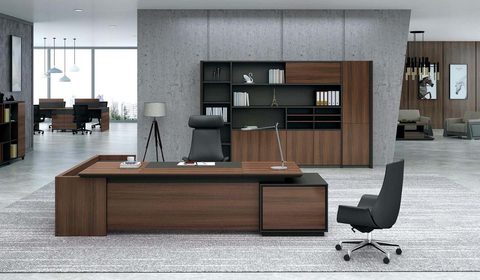 JVmoebel Eckschreibtisch Ecktisch Schreibtisch + Schrank Regal Holz Set Büro Einrichtung Sofort | Eckschreibtische