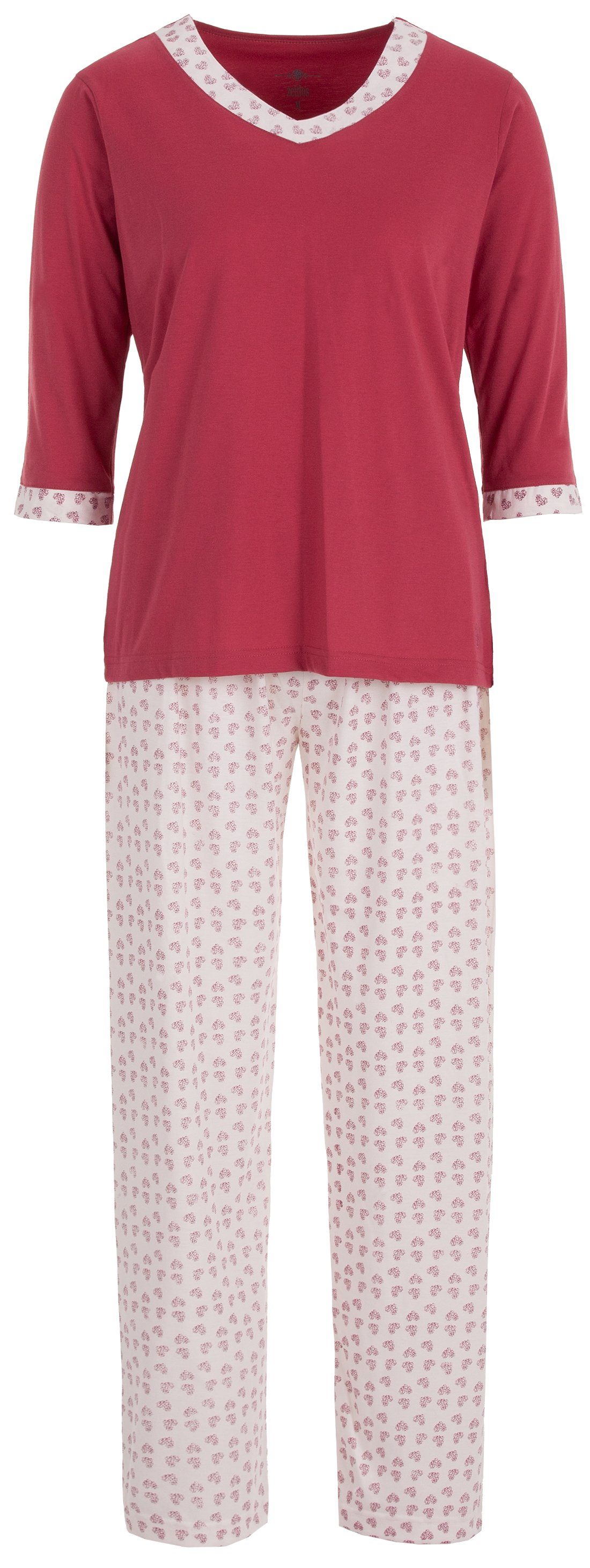 zeitlos Pyjama 3/4 Set Heart Valentinstag