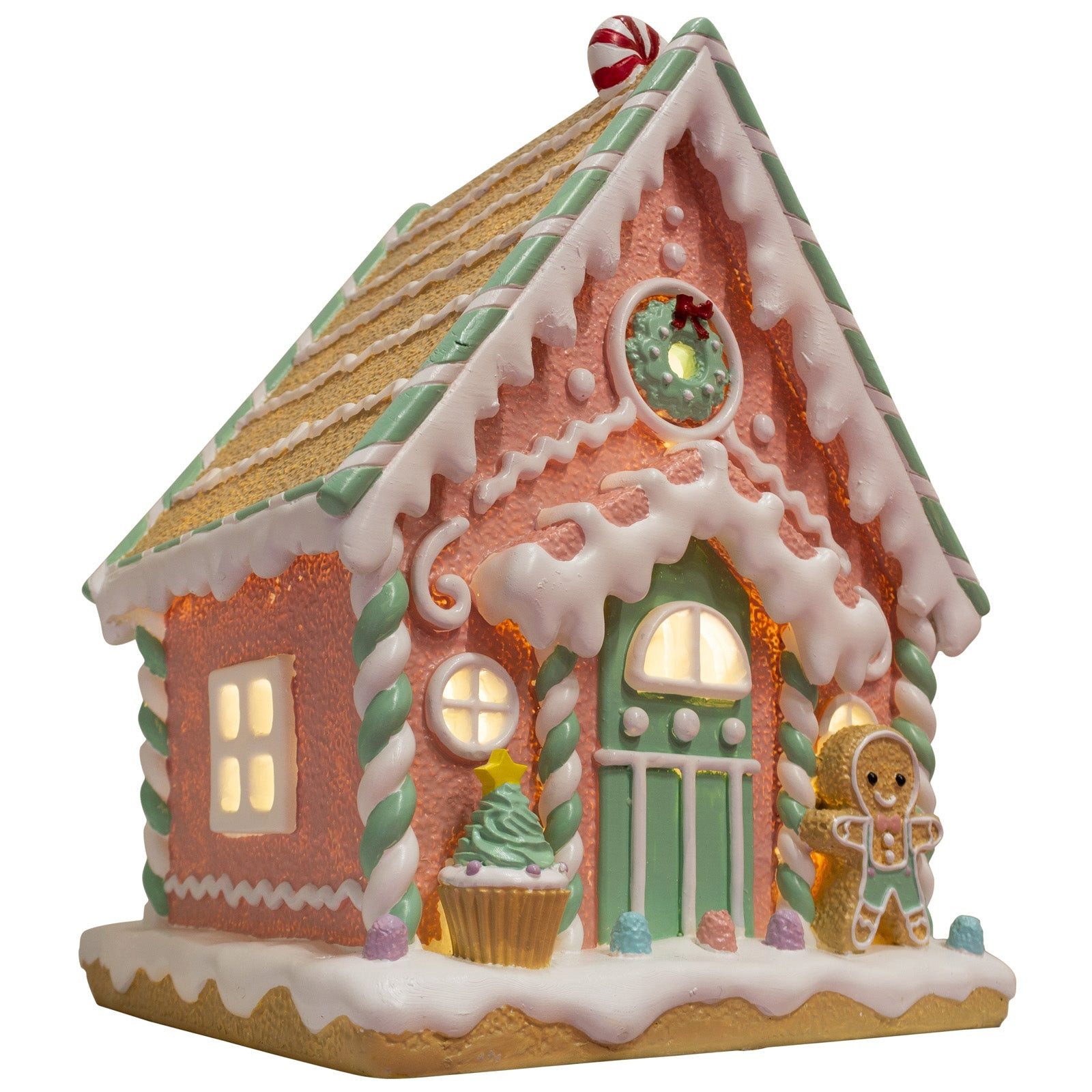Christmas Paradise Weihnachtshaus Lebkuchenhaus mit LED 25 cm, Weihnachtsdeko, rosa-bunt, leuchtet