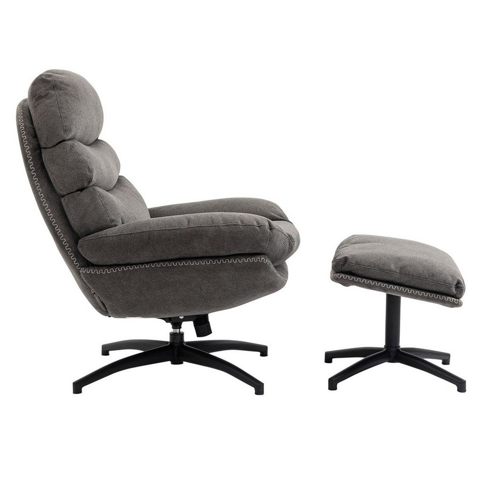 CARO-Möbel Relaxsessel, Relaxsessel mit Hocker Polstersessel Wohnzimmer  Fernseh Metall Stoff M