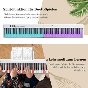 KOMFOTTEU Spielzeug-Musikinstrument 88 Tastatur, faltbar & tragbar, mit 128 Rhythmen/Klänge