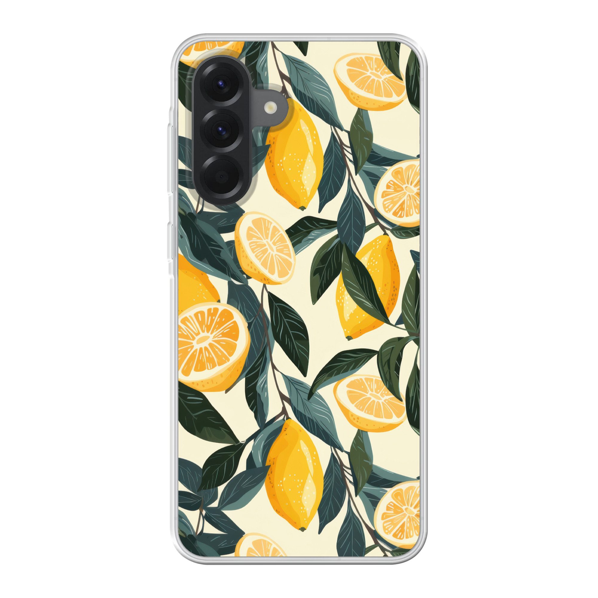 MuchoWow Handyhülle für Samsung Galaxy A56 Zitronen - Früchte - Blätter - Gelb - Grün - Be, Phone Case, Silikon, Schutzhülle Dünn