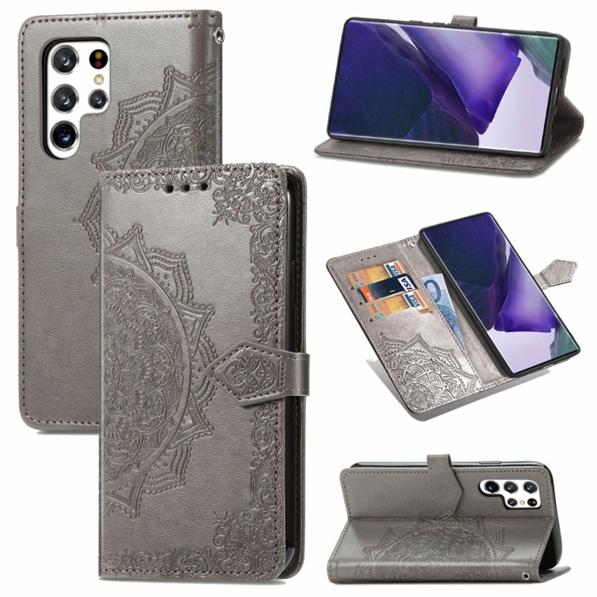 König Design Handyhülle Samsung Galaxy S22 Ultra 5G, Schutzhülle Schutztasche Case Cover Etuis Wallet Klapptasche Bookstyle