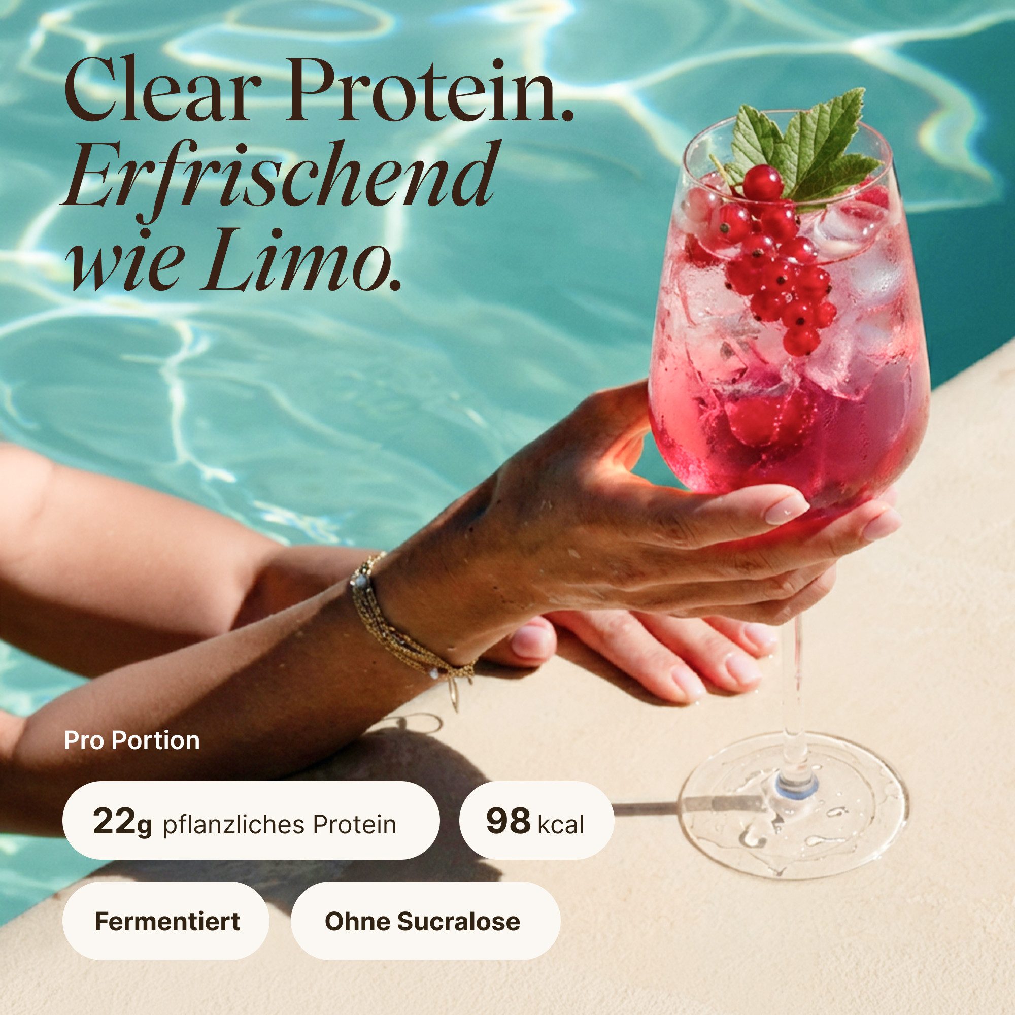 VETAIN Clear Protein Vegan - 22g Protein - ohne Sucralose - Pulver, - 480g à, Fermentiert, cleane Zutatenliste, natürliche Aromen & Fruchtpulver