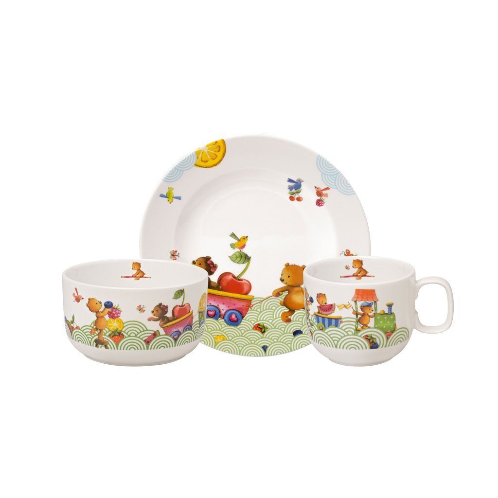 Villeroy & Boch Kindergeschirr-Set Kiddys Geschirr (3-tlg), 1 Personen, Porzellan, Premium Porcelain, mikrow.- & spülm.sicher, Made in Germany