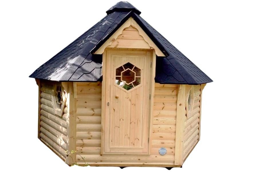 JVmoebel Fasssauna Holzsauna in Braun mit individueller Temperaturregelung, (1-St) Made in Europe