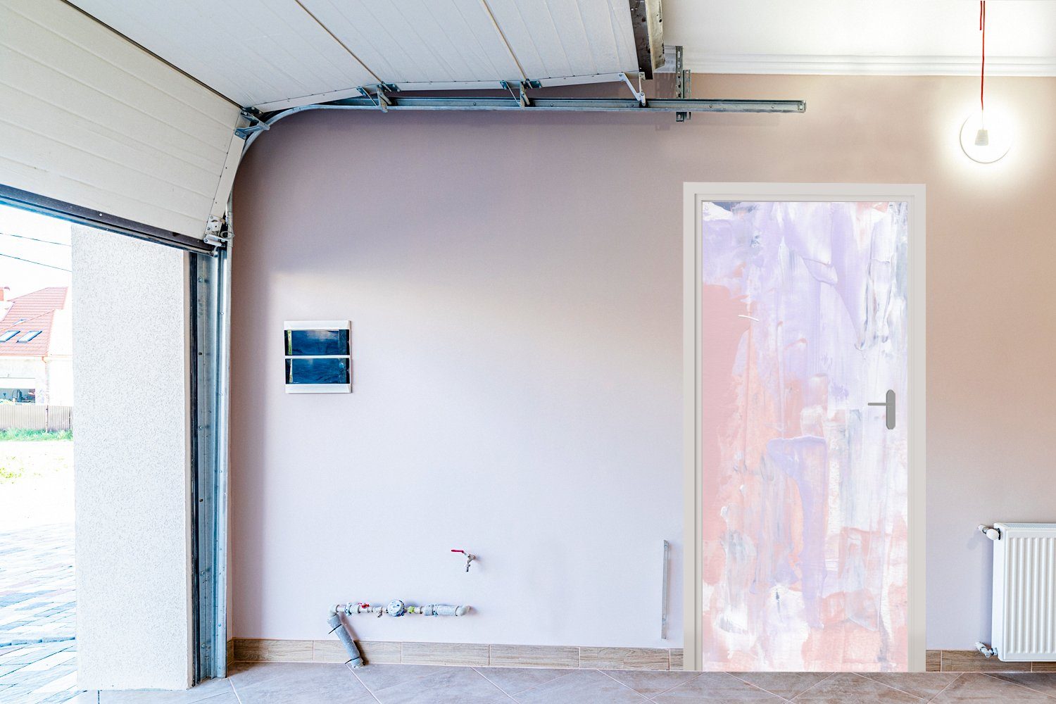 Tür, Farbe Pastell - bedruckt, Gestaltung, St), - 75x205 Türtapete für cm Matt, (1 Türaufkleber, Fototapete MuchoWow
