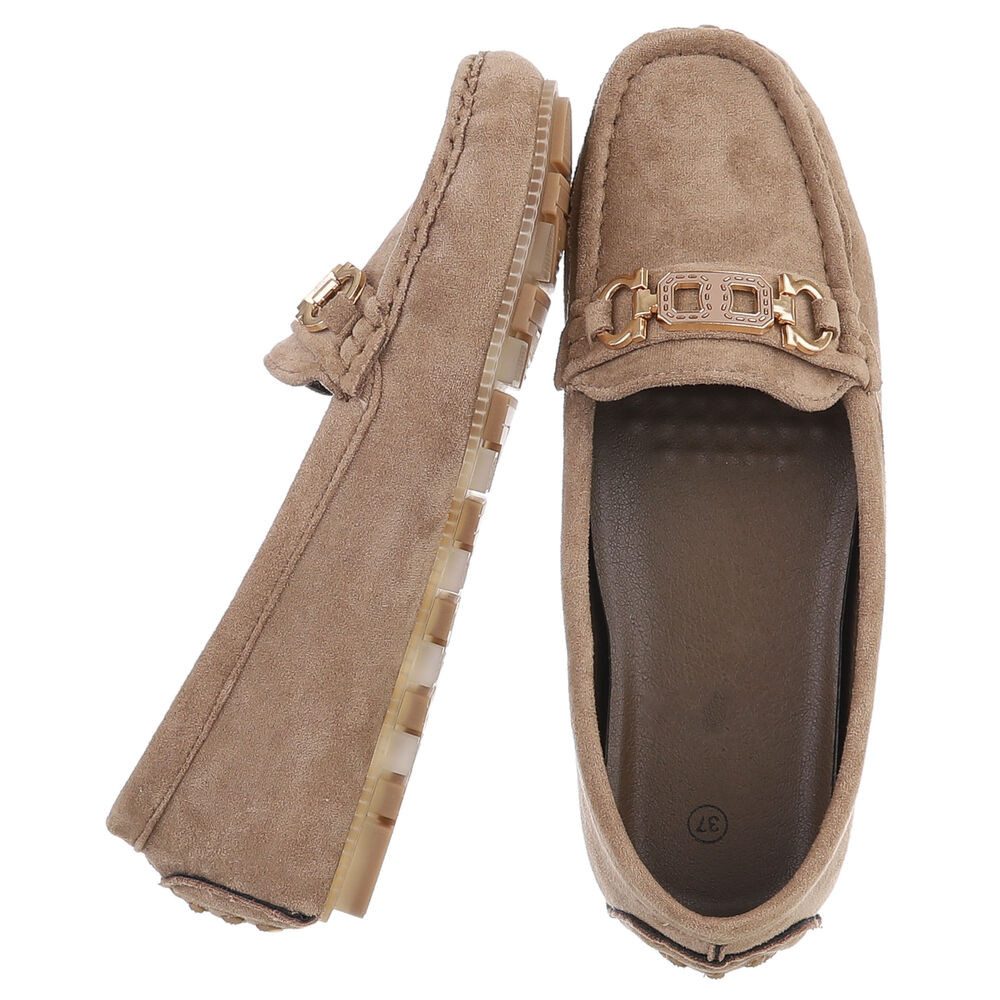 Ital-Design Eleganter Mokassin für Damen mit Verschluss-Details Slipper (91260968) Flach Mokassins in Hellbraun