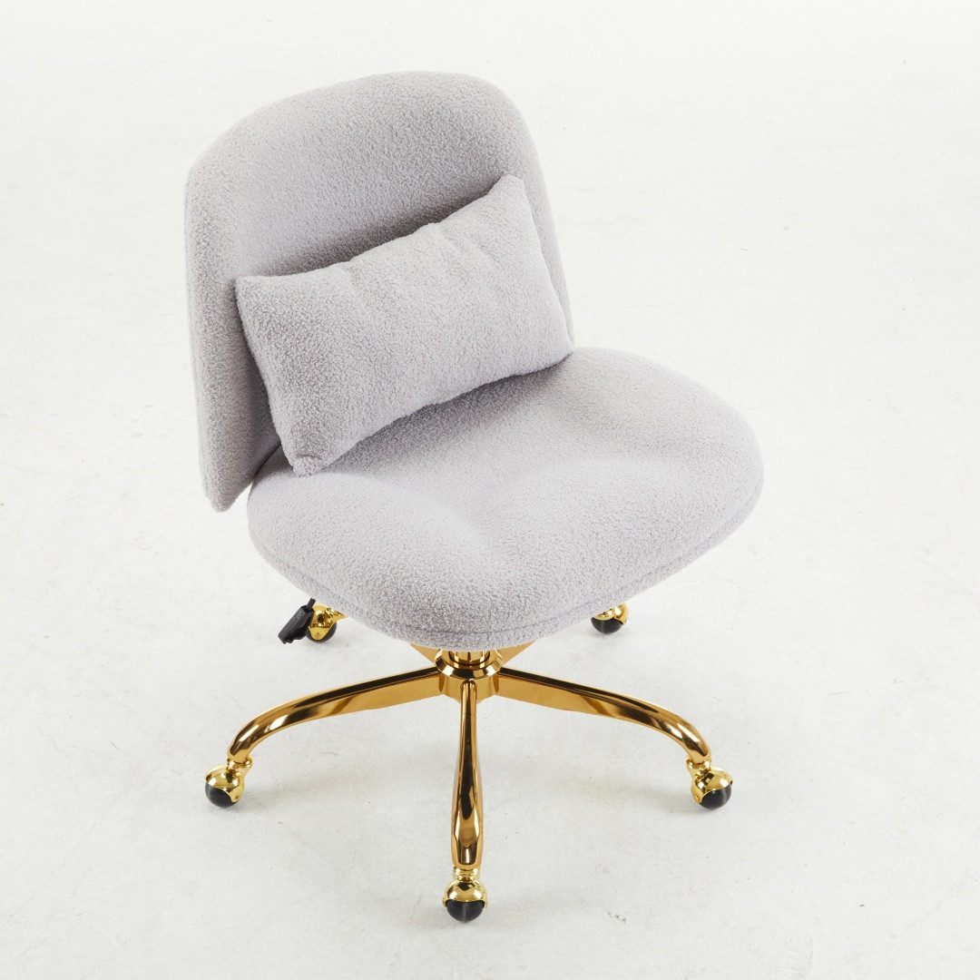 VINGLI Bürostuhl ohne Armlehne, Schminktisch Stuhl mit Lendenkissen, Teddy- günstig online kaufen