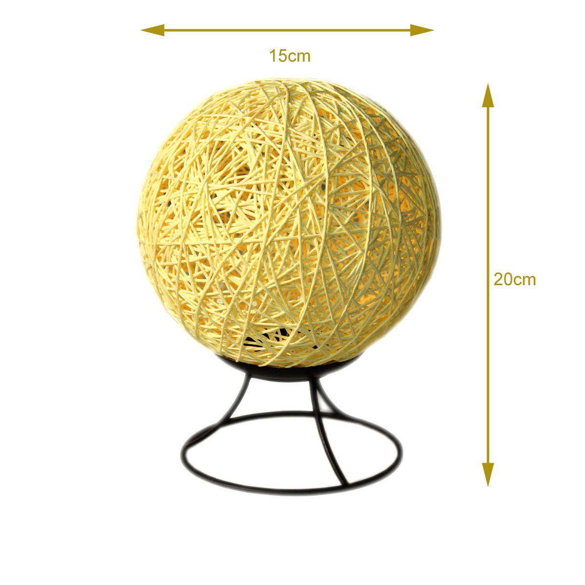 RADOLEO Tischleuchte Nachttischlampe NEST Bastkugel Tischleuchte dimmbar 20cm USB beige, LED Classic – Bild 3 von 5