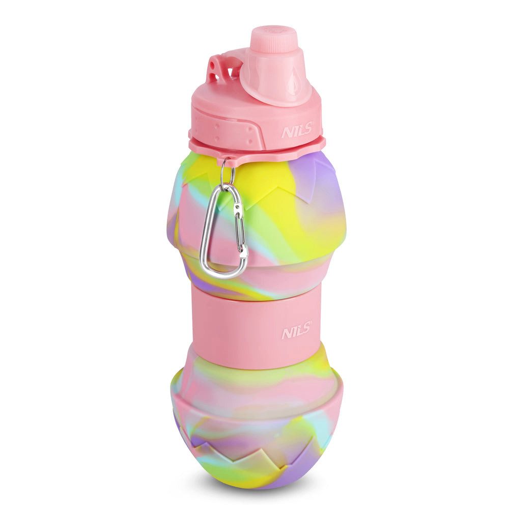 Nils Trinkflasche Faltflasche Silikonflasche Sportflasche, faltbar, Silikon, 170 g, LFGB, BPA-frei, Karabiner