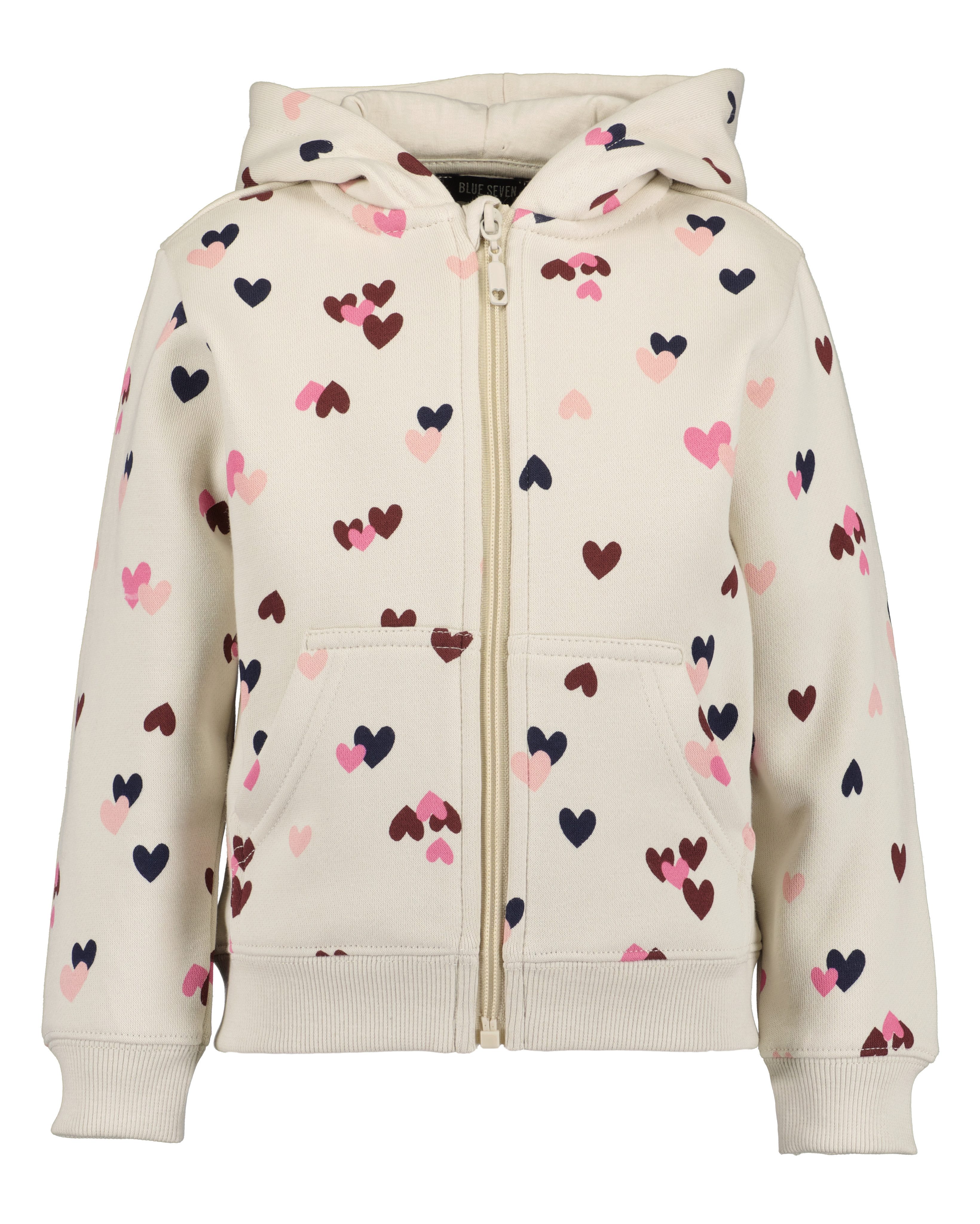 Blue Seven Kapuzensweatjacke mit Kängurutasche und tollem Schmetterlings-Alloverdruck
