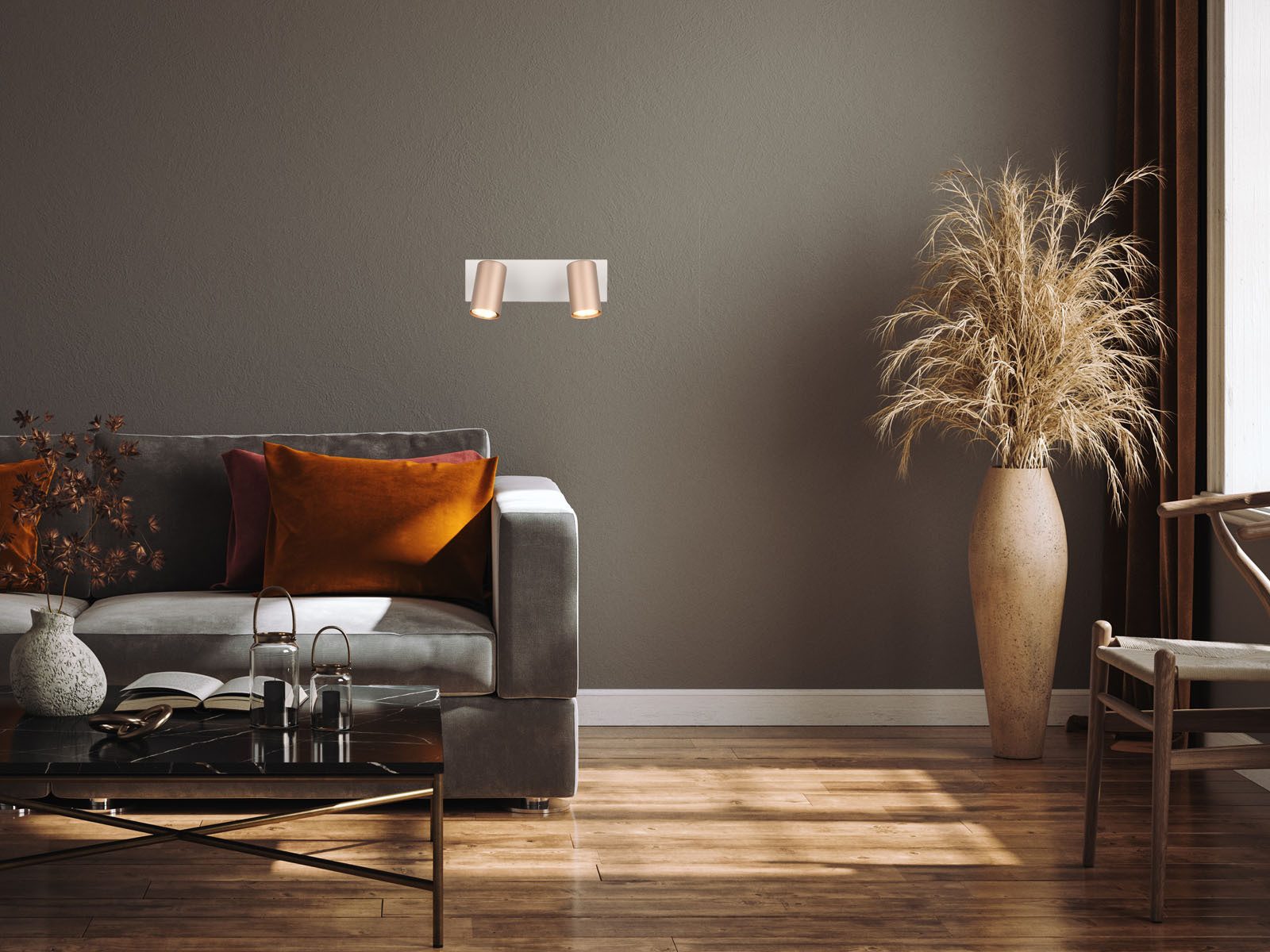 TRIO Leuchten LED Deckenstrahler, Dimmfunktion, LED wechselbar, Warmweiß, Deckenleuchte mit Deckenspots schwenkbar & Wandstrahler innen, L 30cm