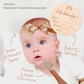 Timfanie Neugeborenen-Geschenkset Windeltorte, mit Warmies® Schaf, natur neutral, 0-8 Monate (rosa, 28-tlg., mit Grußkarte) Einzelanfertigung