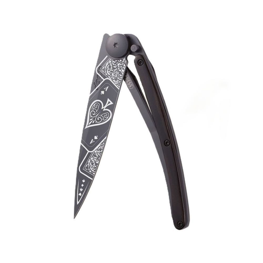 Deejo Taschenmesser 37g - Holz / Viel Glück - Taschenmesser - Klappmesser - Messer, Karten Poker Motiv