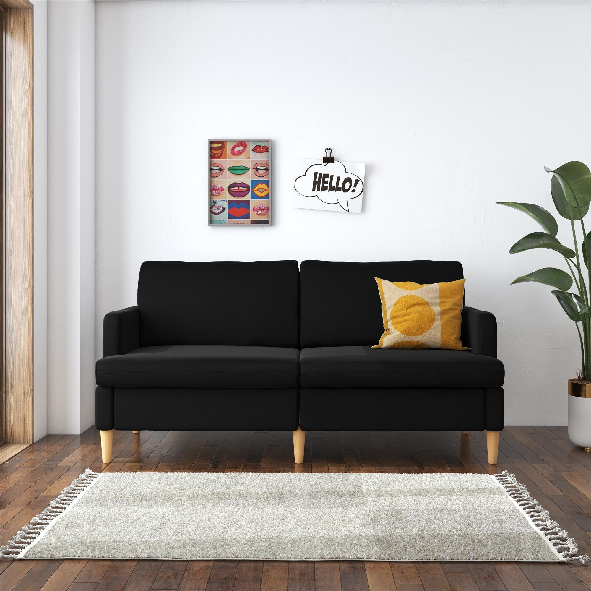 Länge Couch, Sofa 175 Corah, schwarz loft24 3-Sitzer cm Stoffbezug,