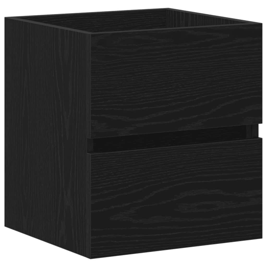 vidaXL Badezimmer-Set Waschbeckenunterschrank Eiche schwarz 41x38,5x45 cm Holzwerkstoff, (1-St)