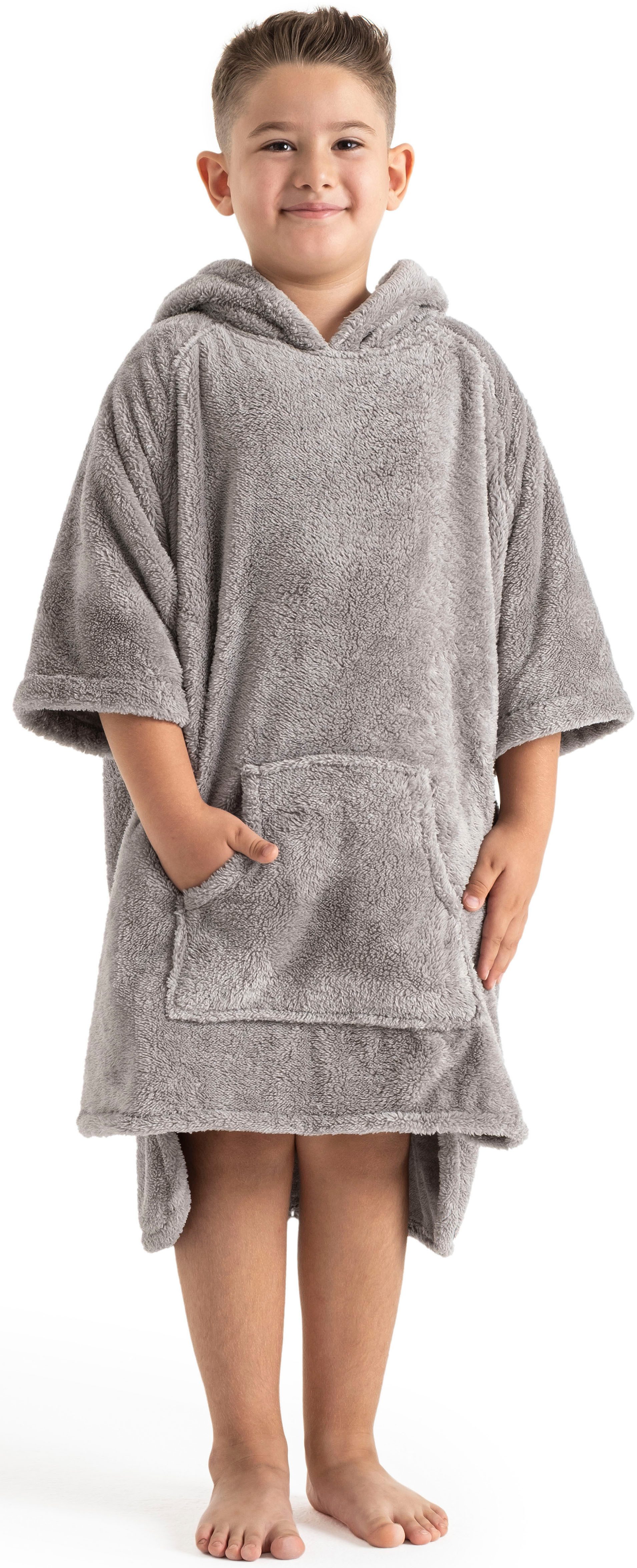 OTTO home Badeponcho Lillou, für Kinder, ideal für Urlaub oder im Schwimmbad, Midilänge, Microfaser, Kapuze, weich und kuschelig, Fleece, plüsch, Surfponcho