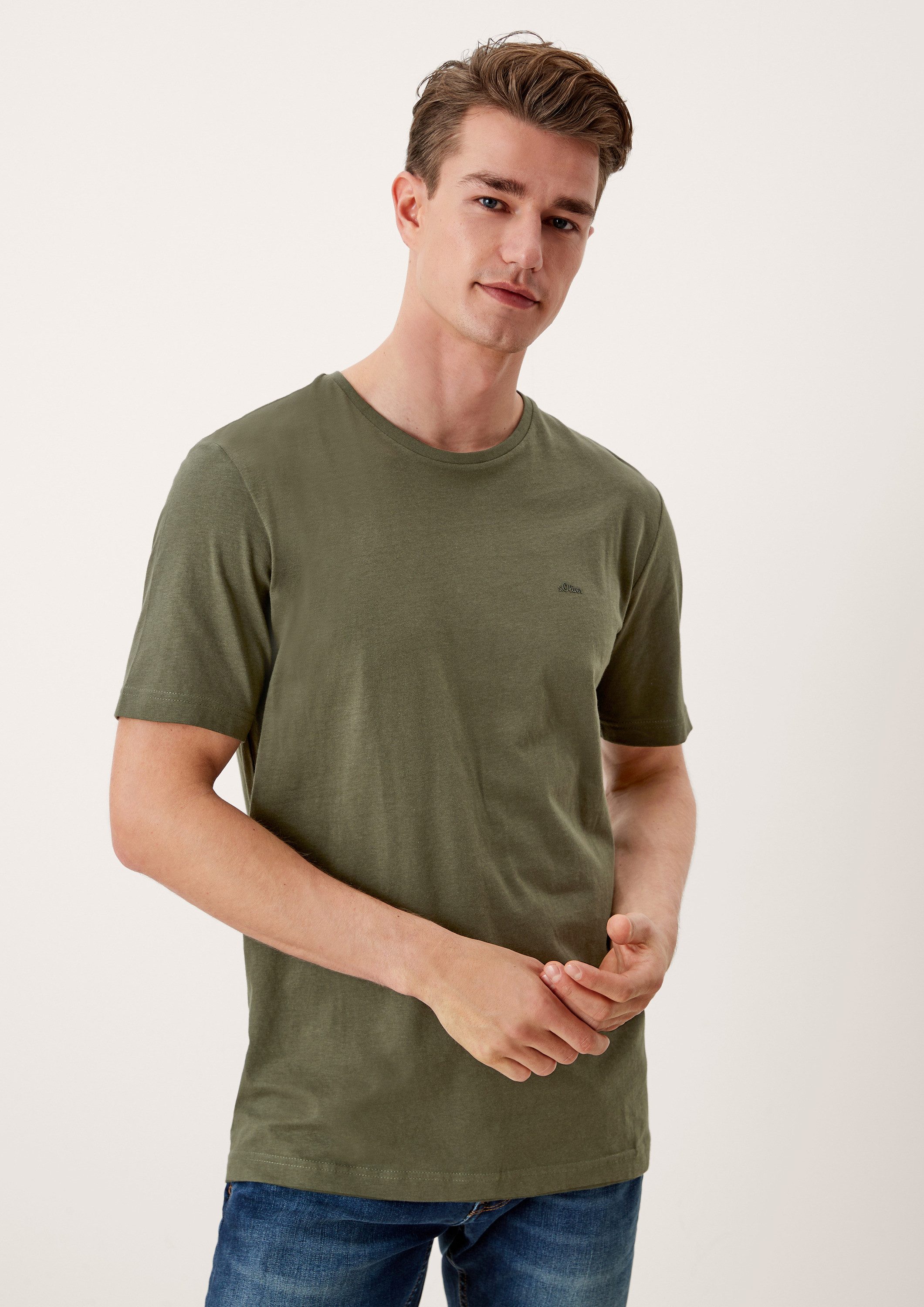 s.Oliver Kurzarmshirt T-Shirt Baumwoll-T-Shirt mit Logo-Print