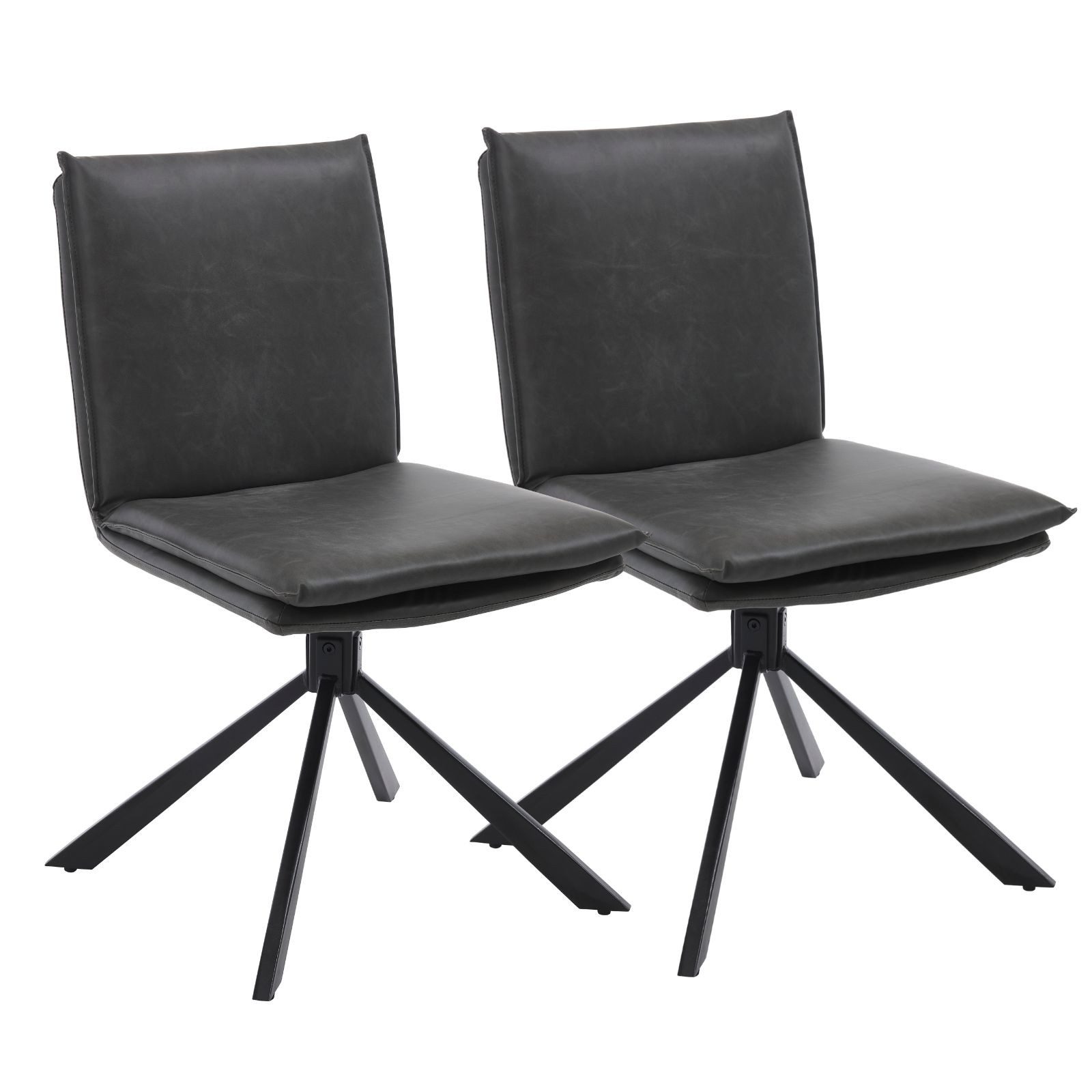 CHAIRUS Drehstuhl 2er-Set Esszimmerstuhl Küchenstuhl mit Metallbeinen (2 St), Doppel-schichtiges Kissen, PU-Leder