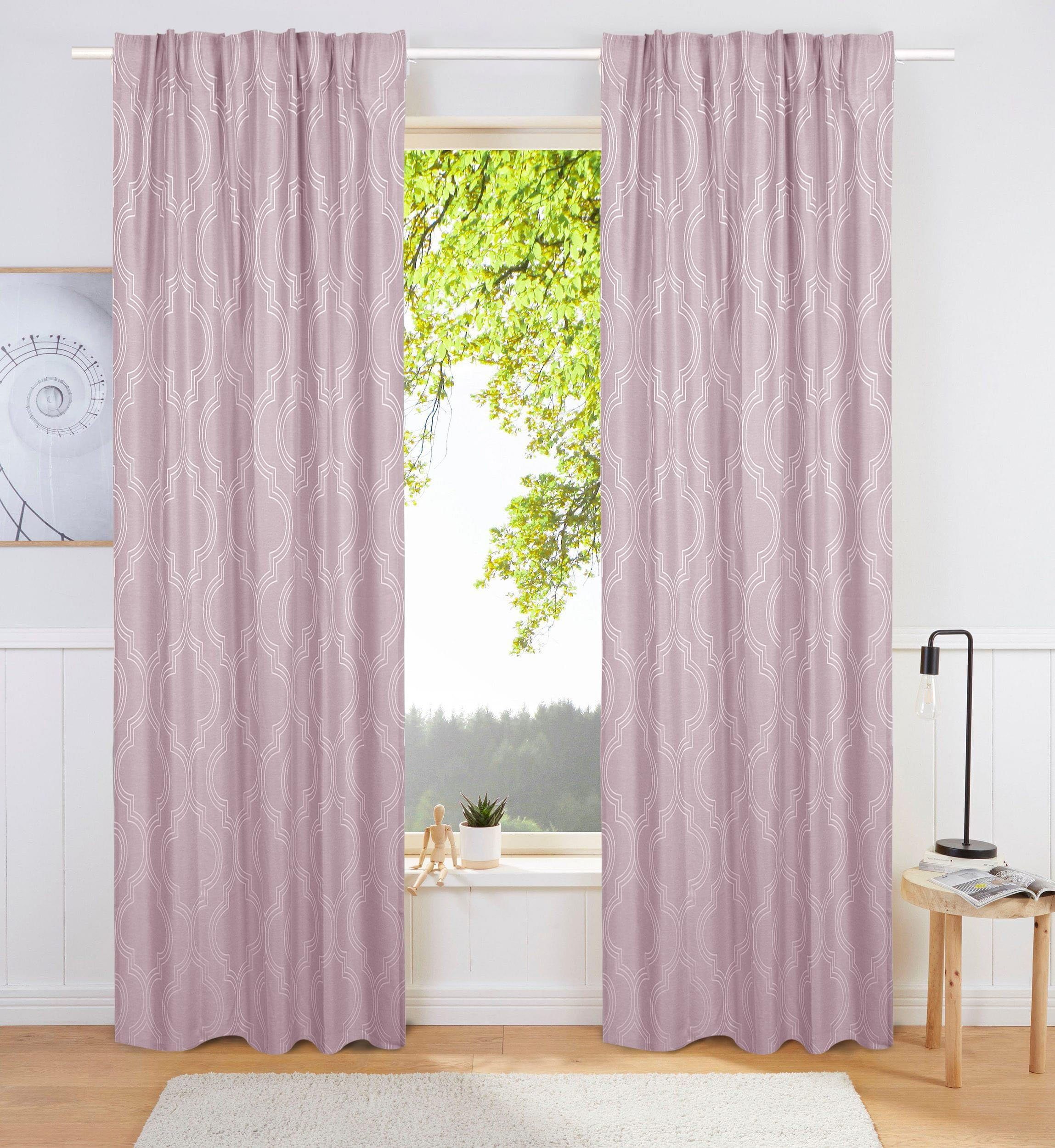 Leonique, Vorhang (1 Triana, Multifunktionsband Jacquard Größen blickdicht, St), verschiedene blickdicht, rosé